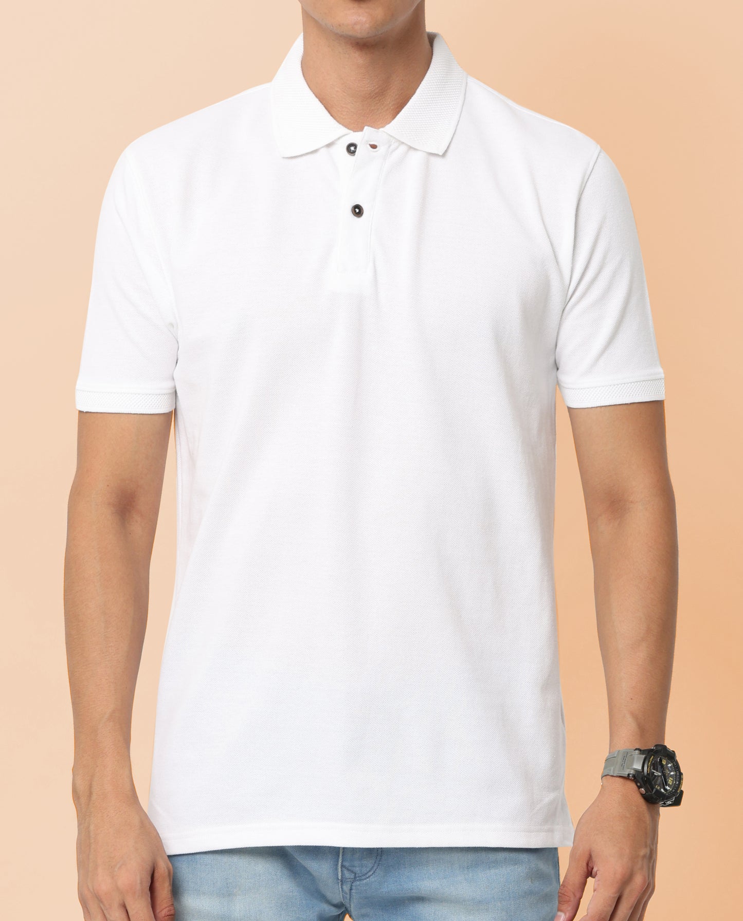 Sustainable White Premium Polo T-Shirt for Men | Eco-Friendly Stylish Casual Wear