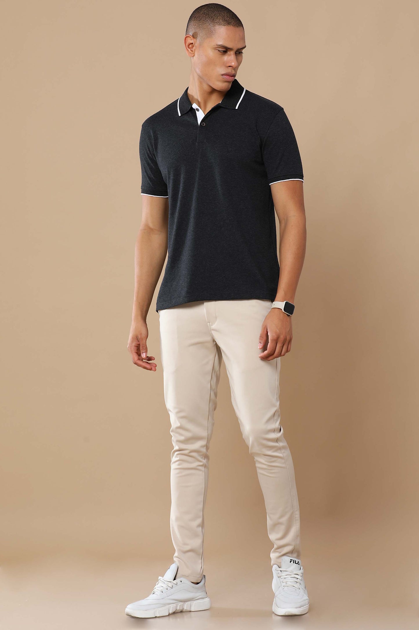 Charcoal Melange Eco-Friendly Men’s Casual Wear Sustainable Polo T-Shirt