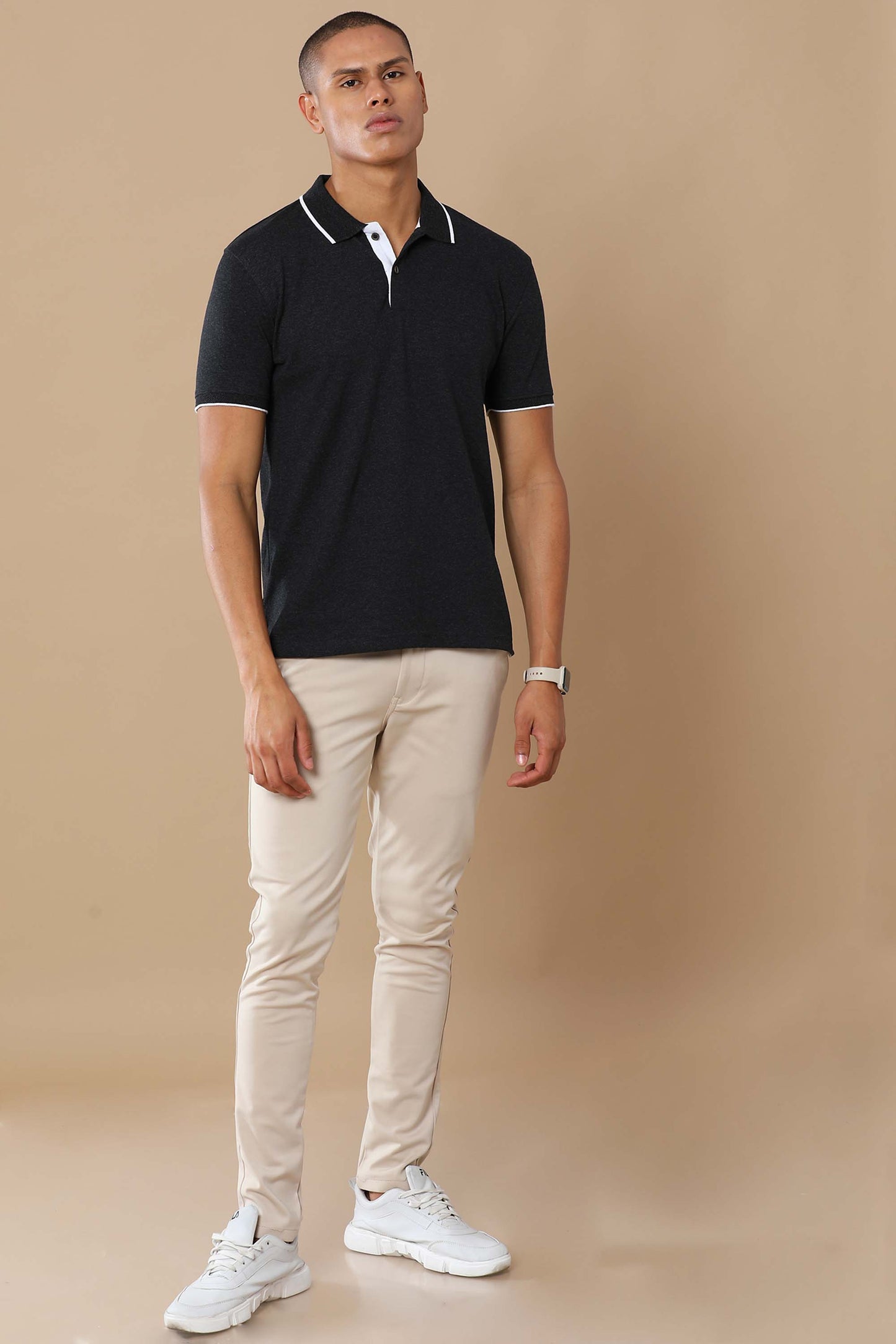 Charcoal Melange Eco-Friendly Men’s Casual Wear Sustainable Polo T-Shirt