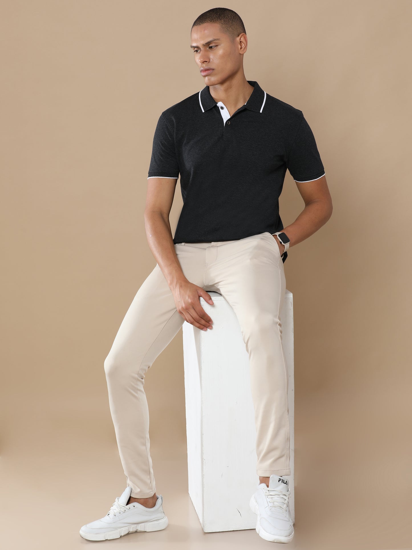 Charcoal Melange Eco-Friendly Men’s Casual Wear Sustainable Polo T-Shirt
