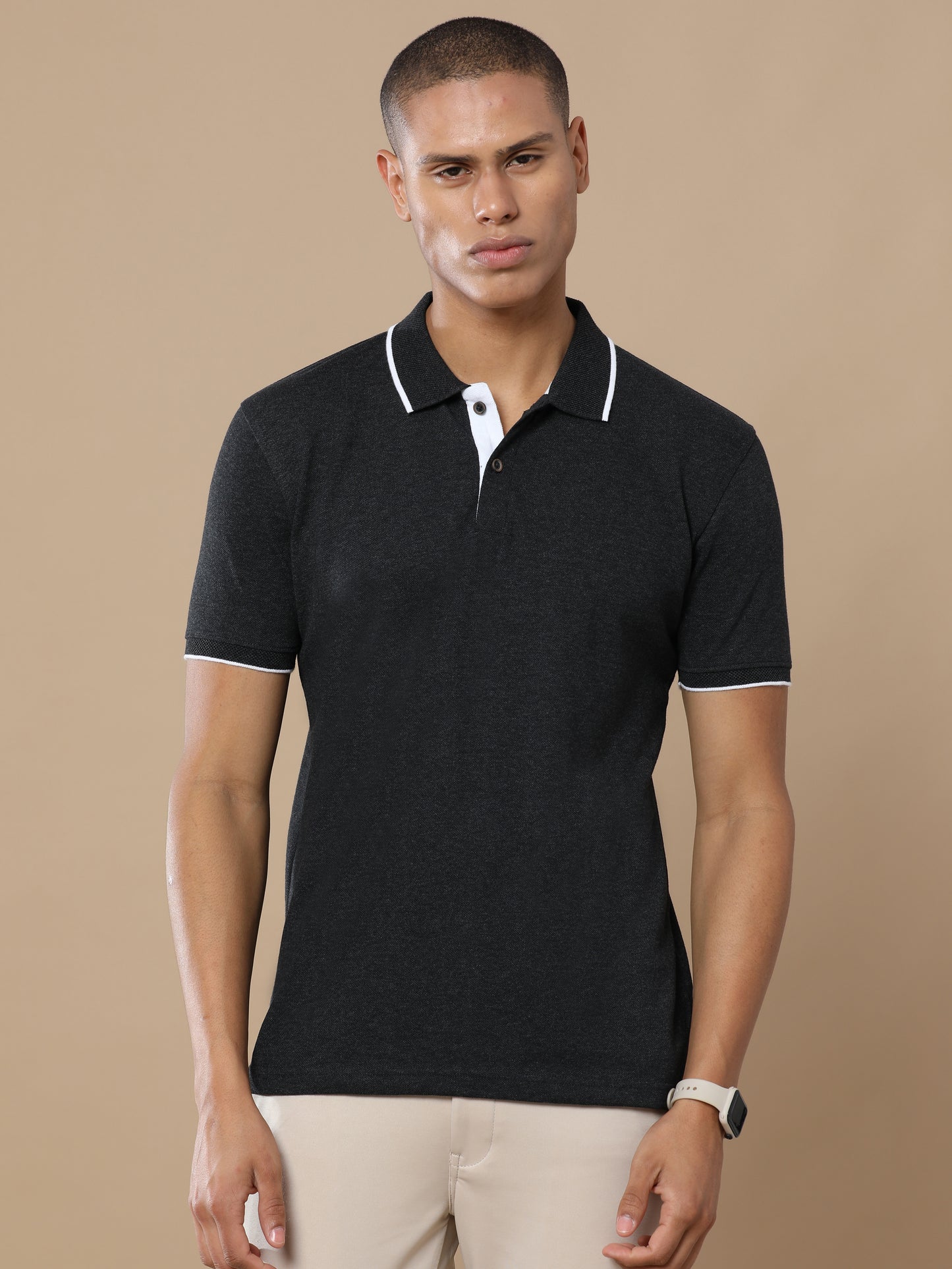 Charcoal Melange Eco-Friendly Men’s Casual Wear Sustainable Polo T-Shirt
