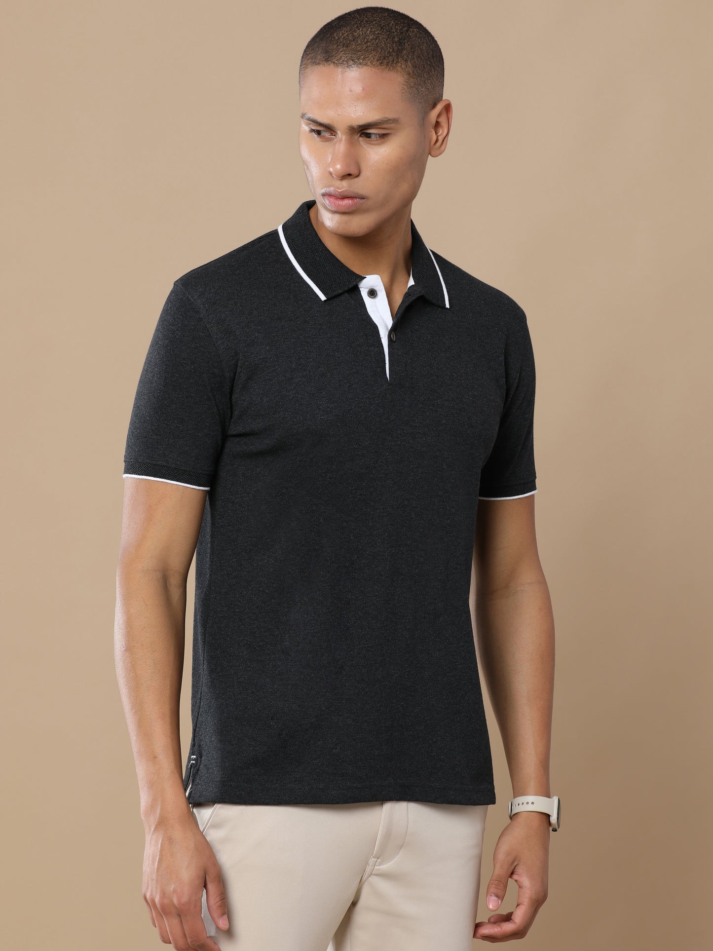 Charcoal Melange Eco-Friendly Men’s Casual Wear Sustainable Polo T-Shirt