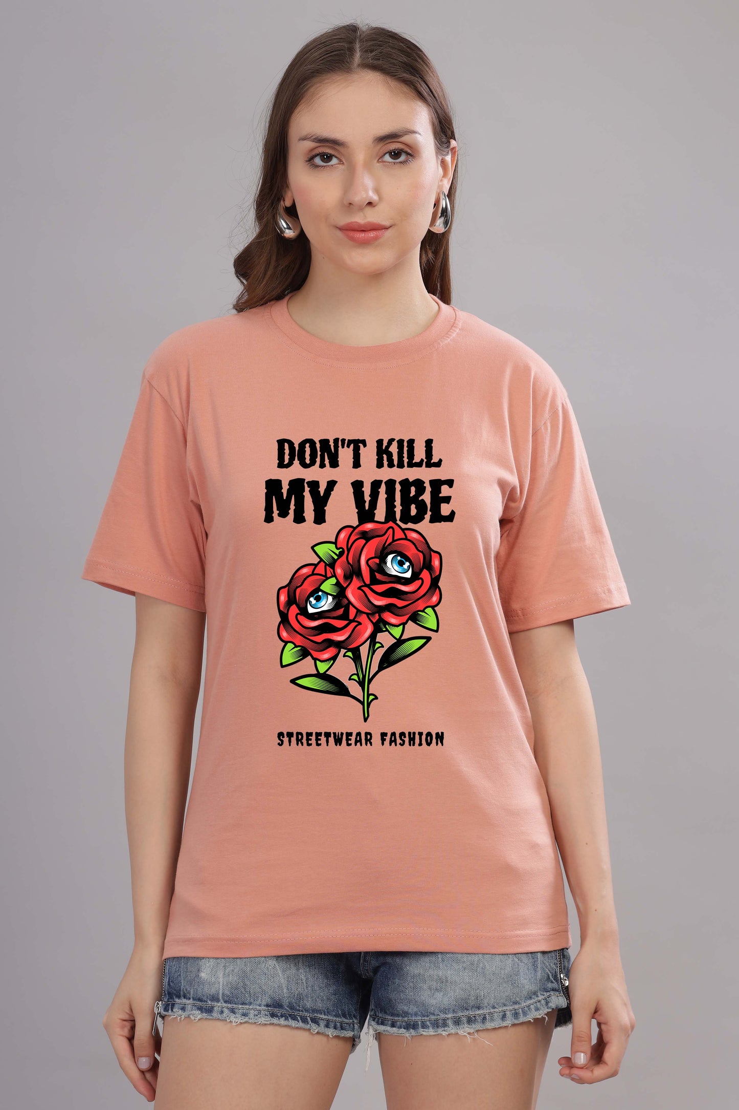 Women’s Printed Oversized Baggy Fit Rich Soft Cotton Fabric T-shirt