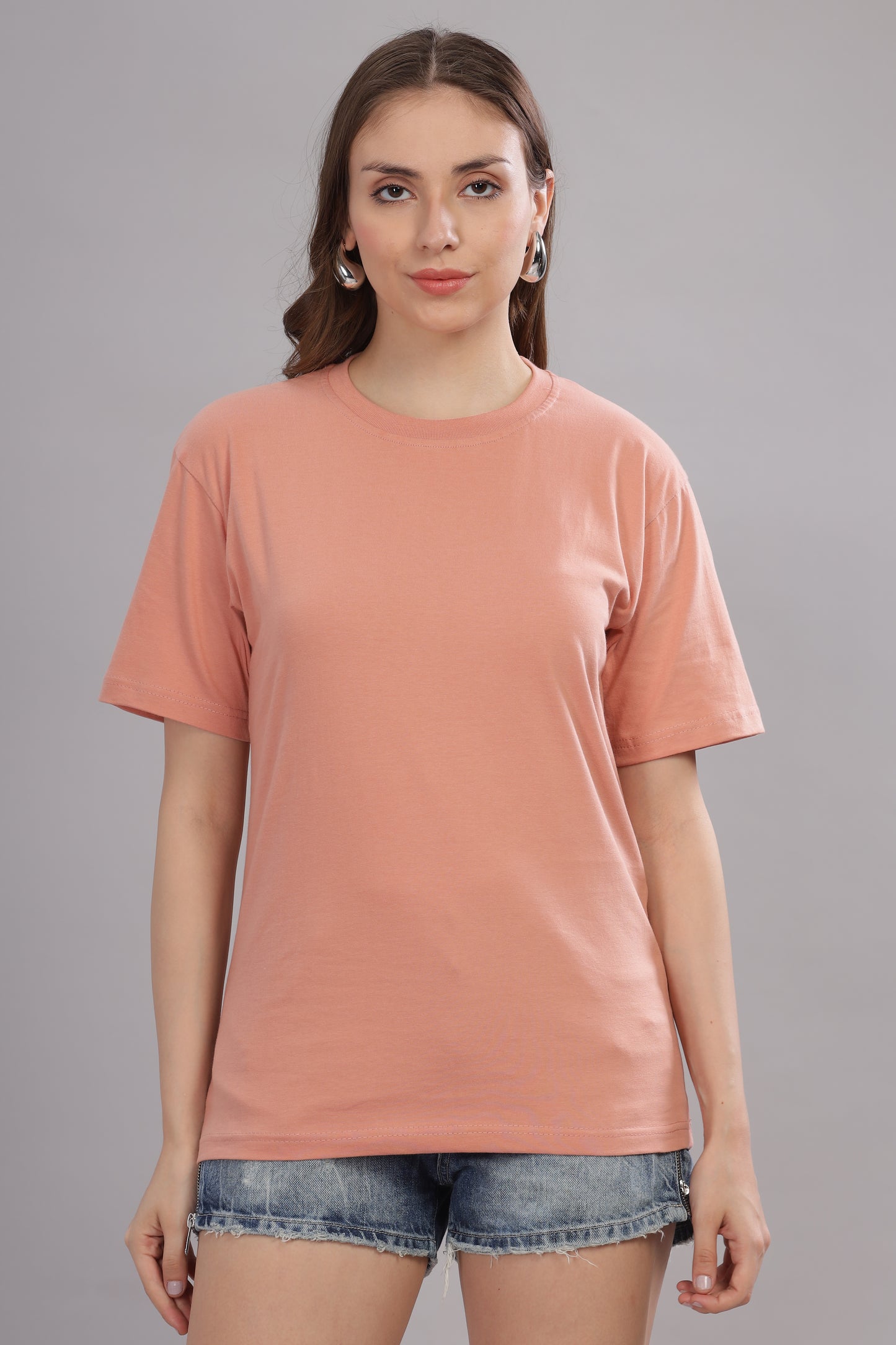Women’s Premium Solid Cotton Oversized Baggy Fit Loose Fit T-Shirt