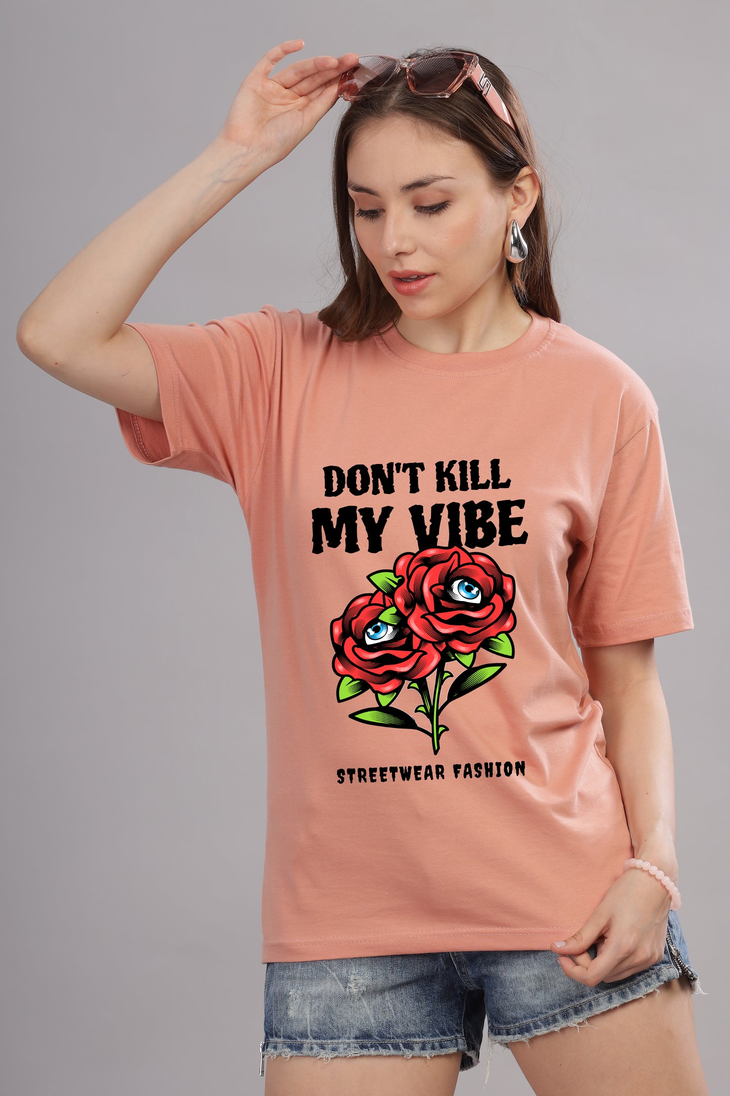 Women’s Printed Oversized Baggy Fit Rich Soft Cotton Fabric T-shirt