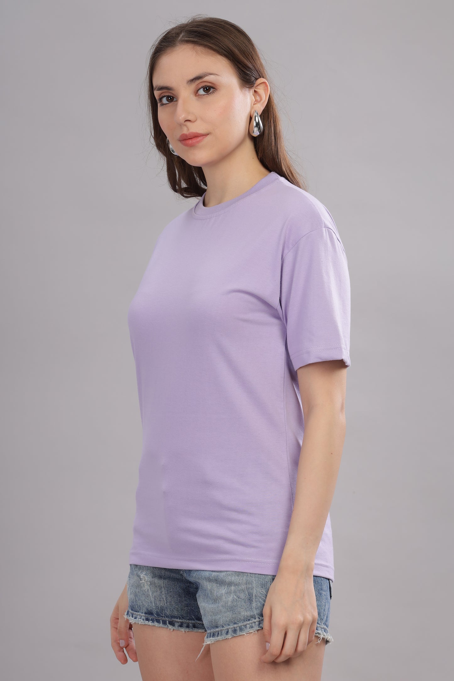 Women’s Premium Solid Cotton Oversized Baggy Fit Loose Fit T-Shirt