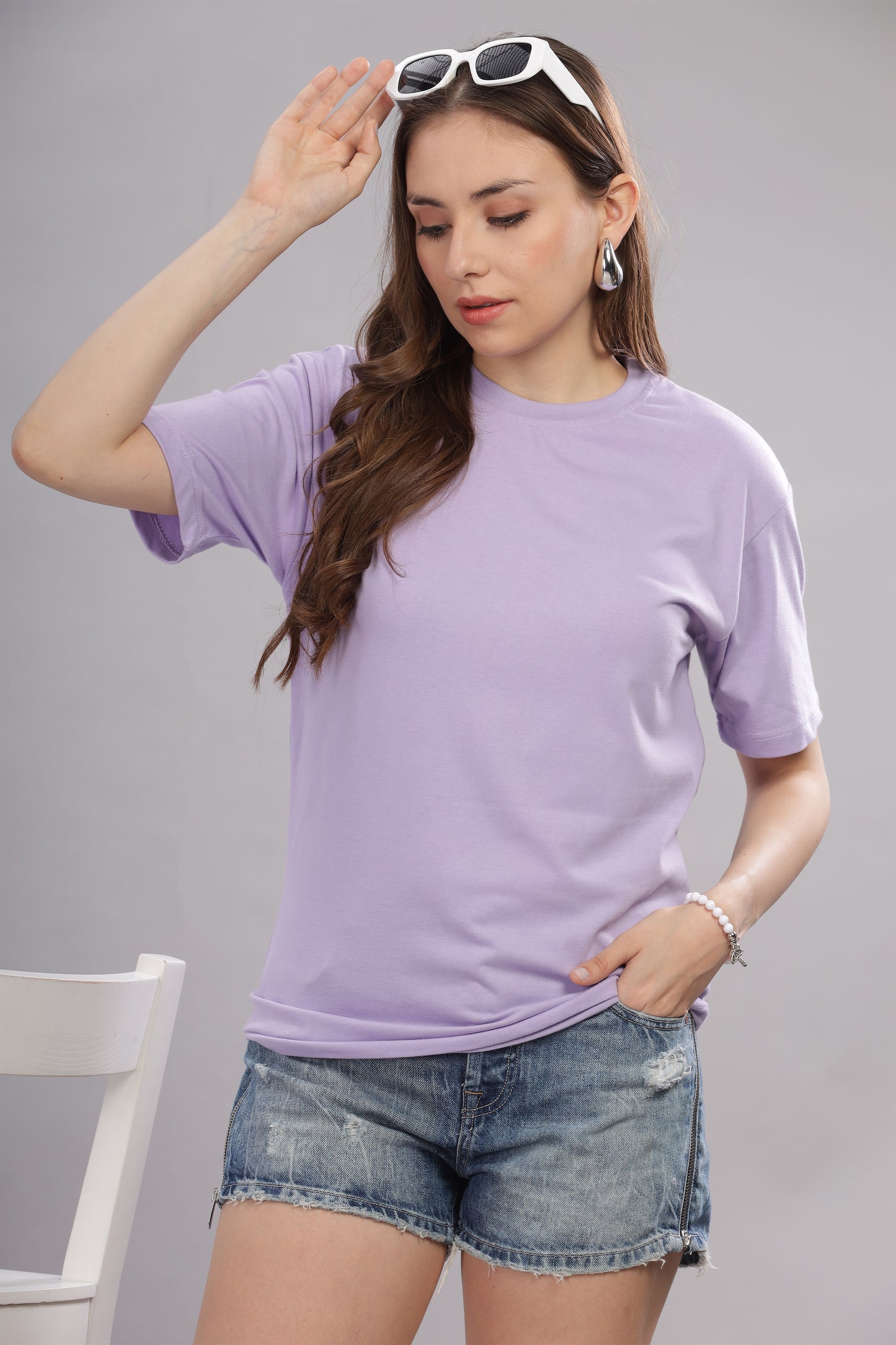 Women’s Premium Solid Cotton Oversized Baggy Fit Loose Fit T-Shirt