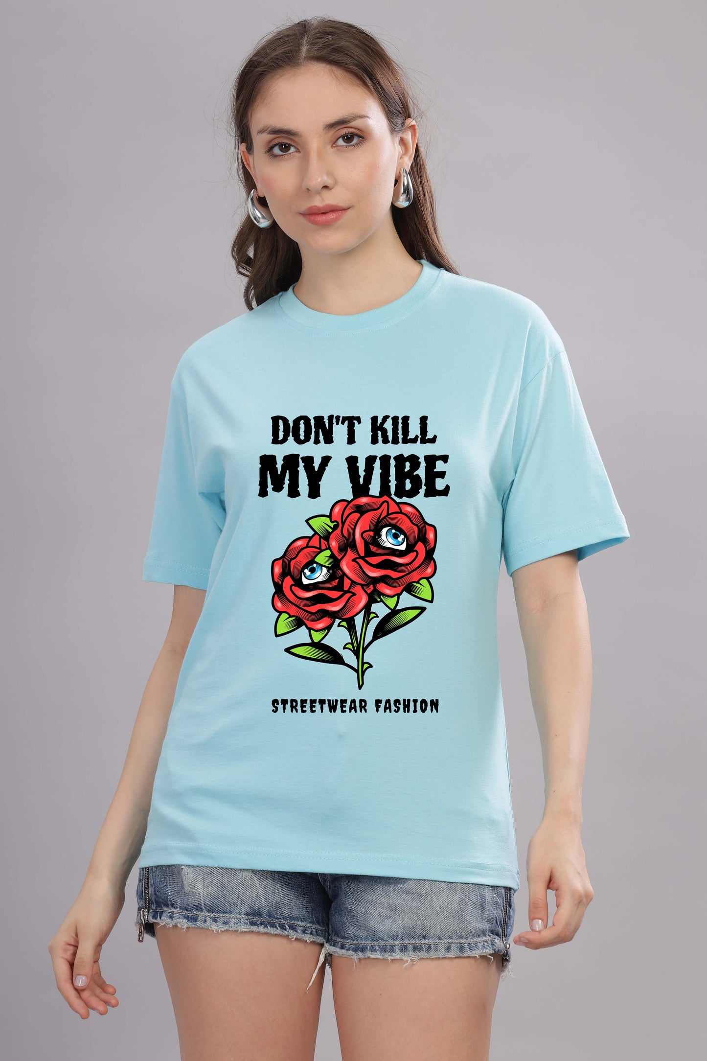 Women’s Printed Oversized Baggy Fit Rich Soft Cotton Fabric T-shirt
