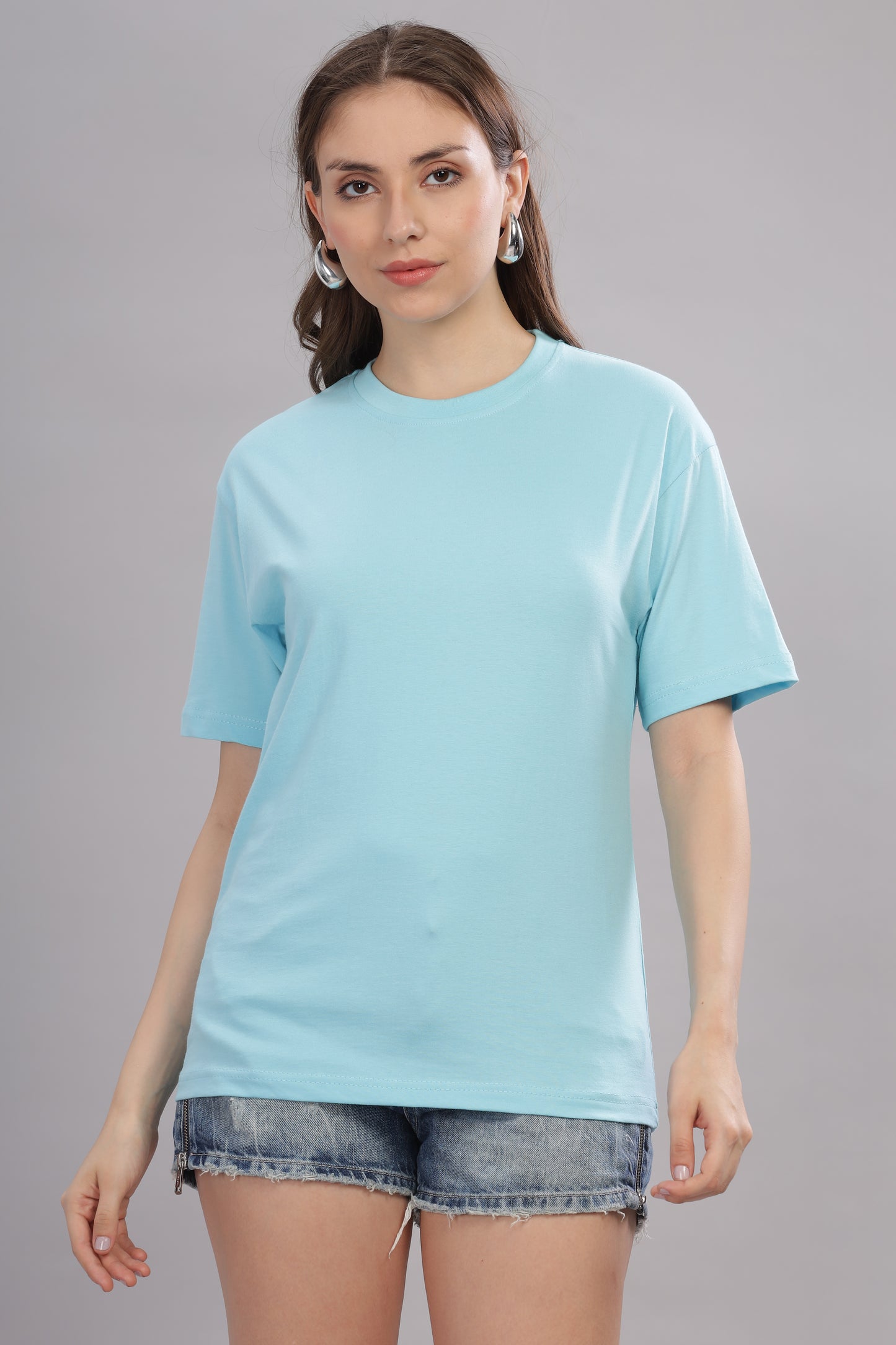 Women’s Premium Solid Cotton Oversized Baggy Fit Loose Fit T-Shirt