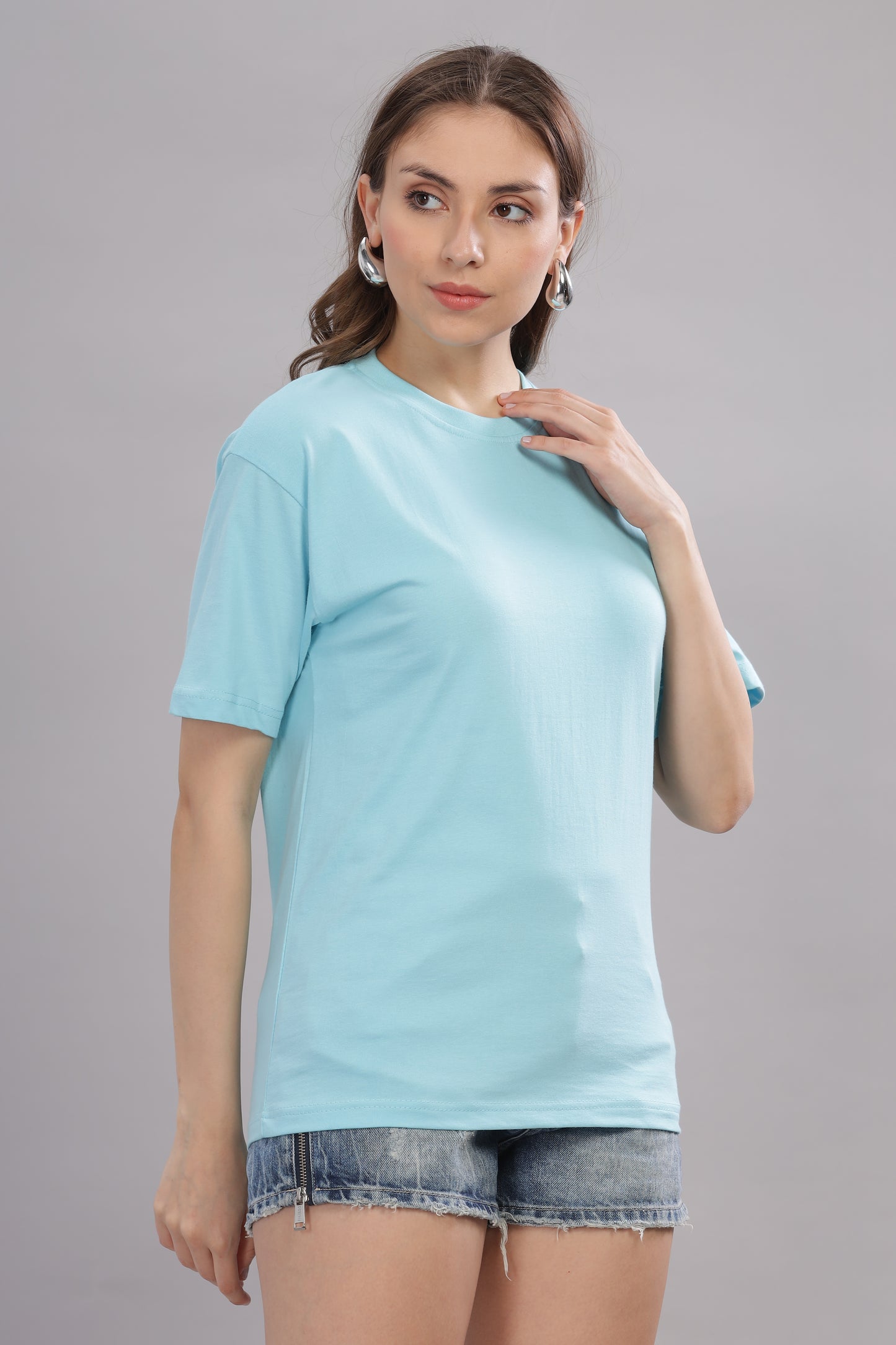 Women’s Premium Solid Cotton Oversized Baggy Fit Loose Fit T-Shirt