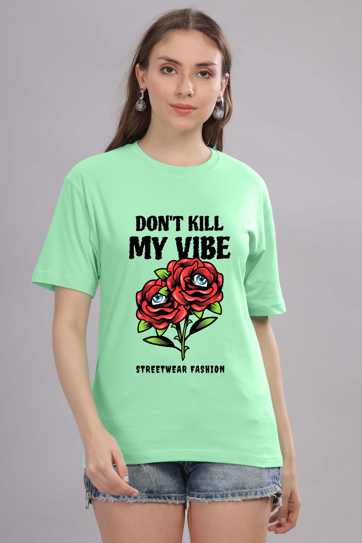 Women’s Printed Oversized Baggy Fit Rich Soft Cotton Fabric T-shirt