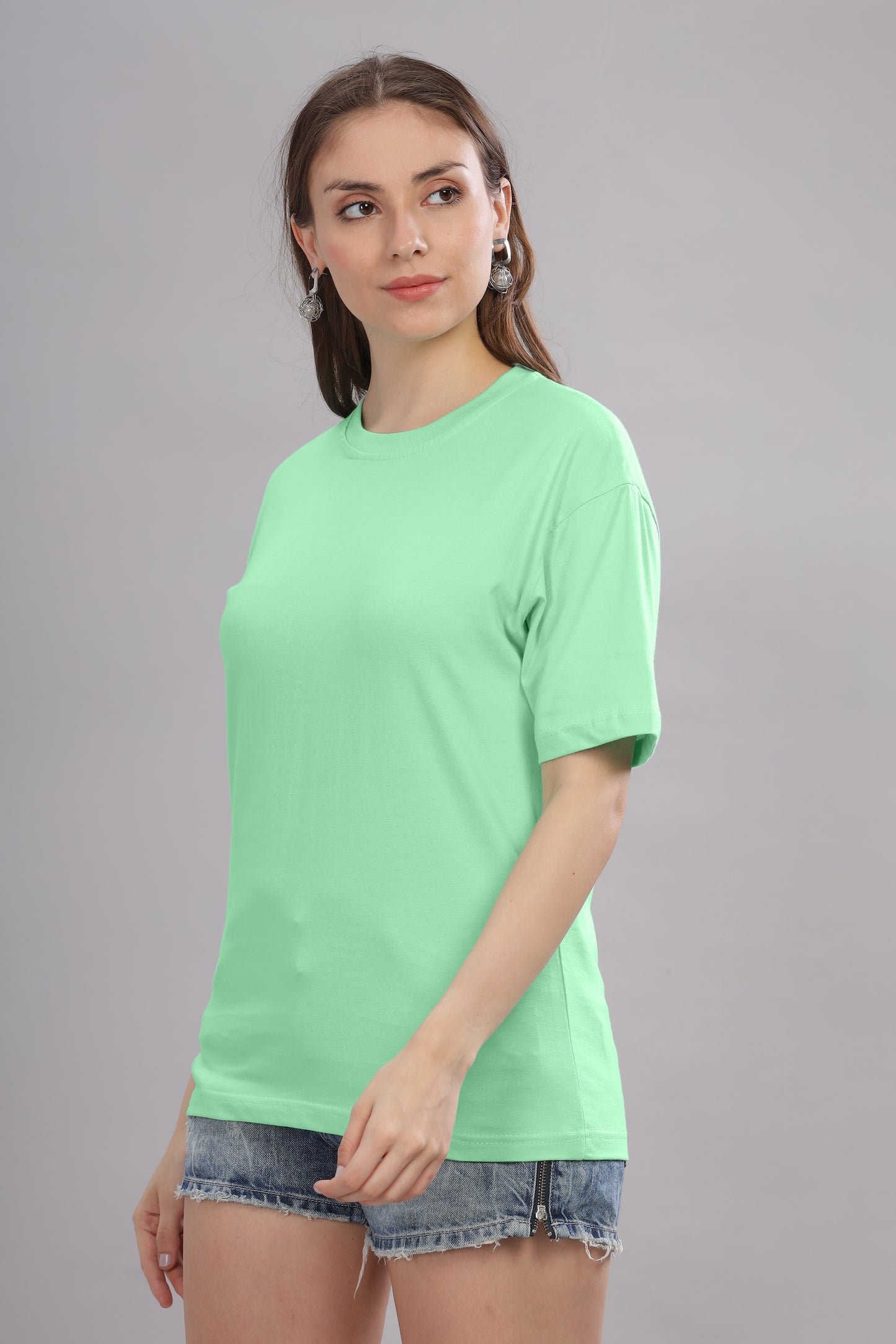 Women’s Premium Solid Cotton Oversized Baggy Fit Loose Fit T-Shirt