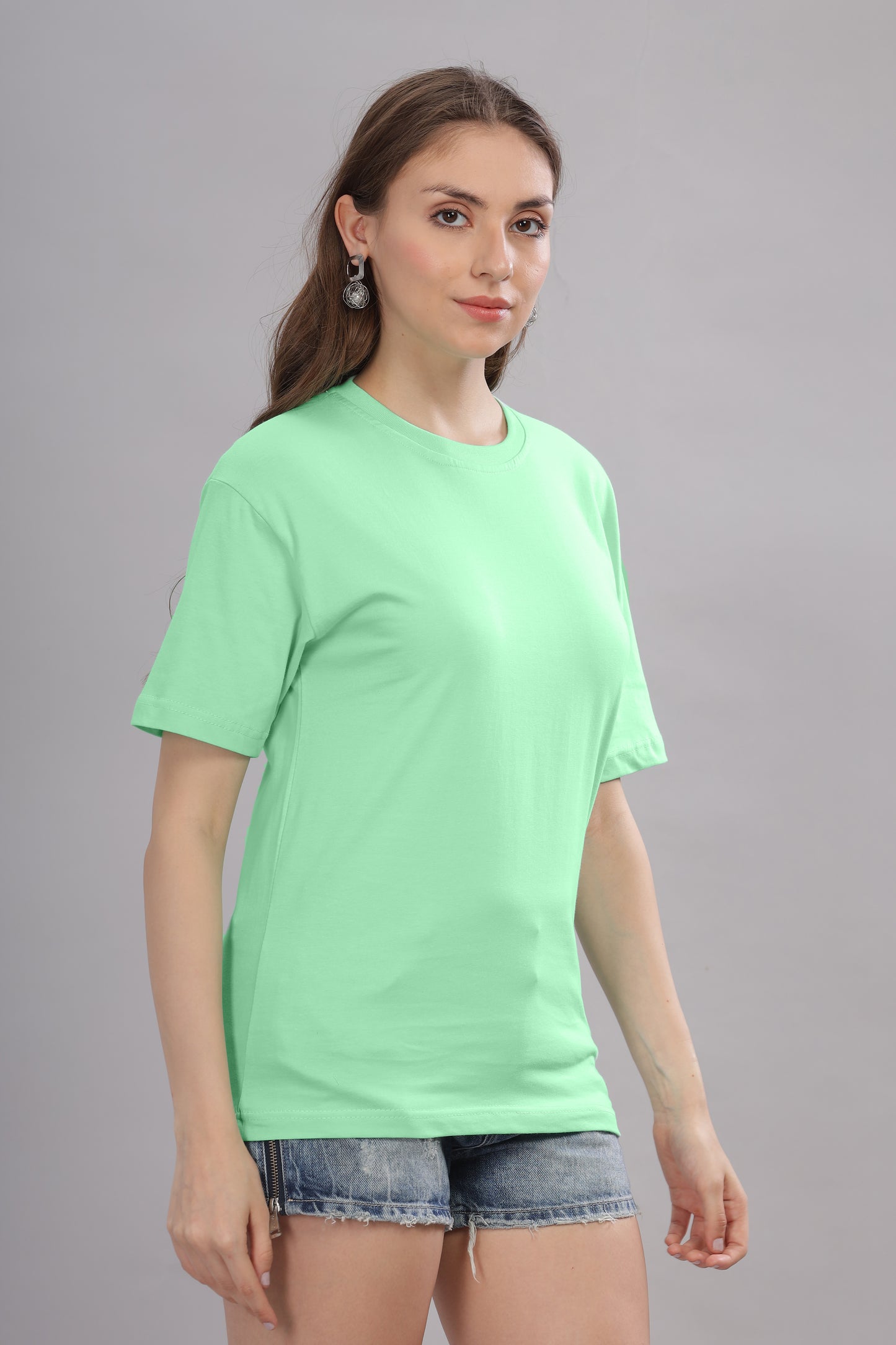Women’s Premium Solid Cotton Oversized Baggy Fit Loose Fit T-Shirt