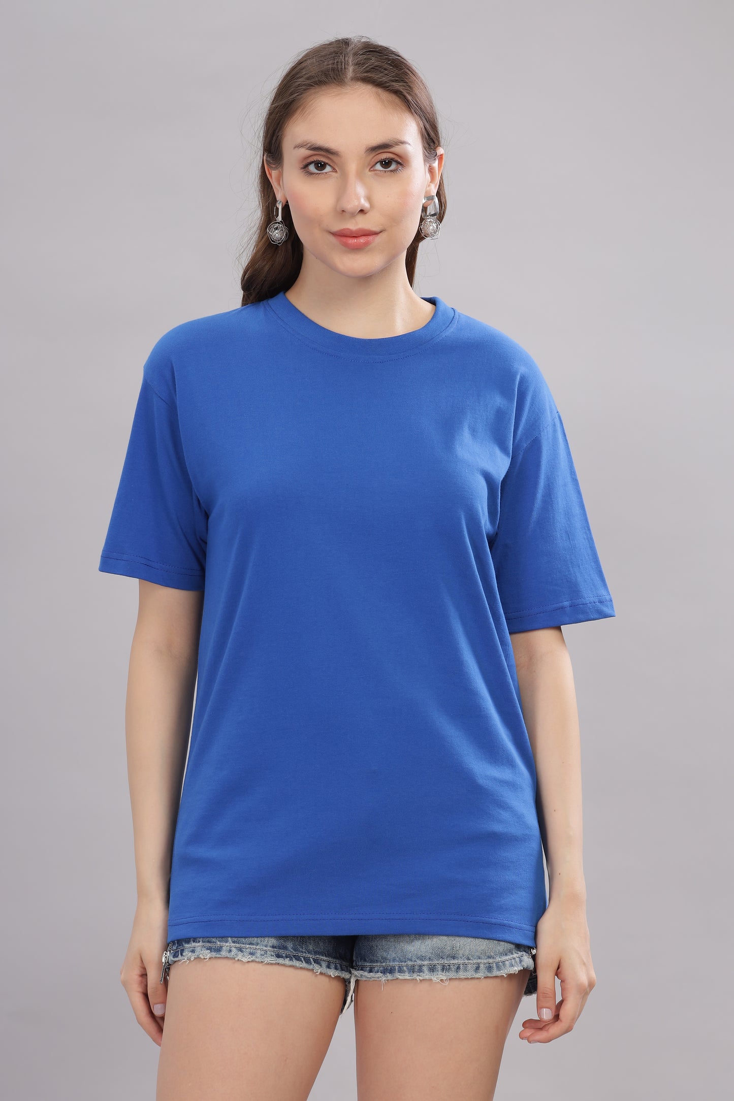 Women’s Premium Solid Cotton Oversized Baggy Fit Loose Fit T-Shirt