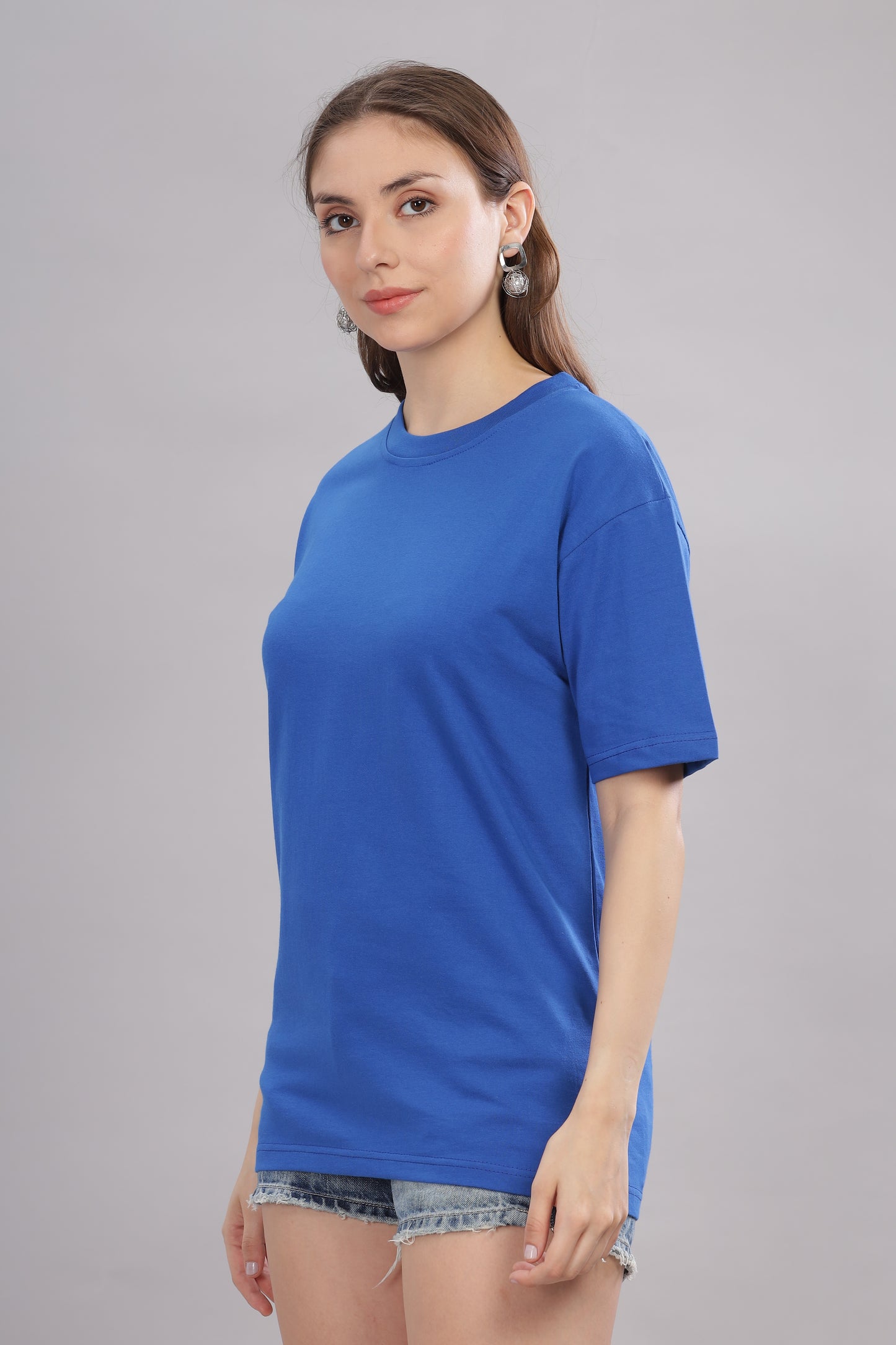 Women’s Premium Solid Cotton Oversized Baggy Fit Loose Fit T-Shirt