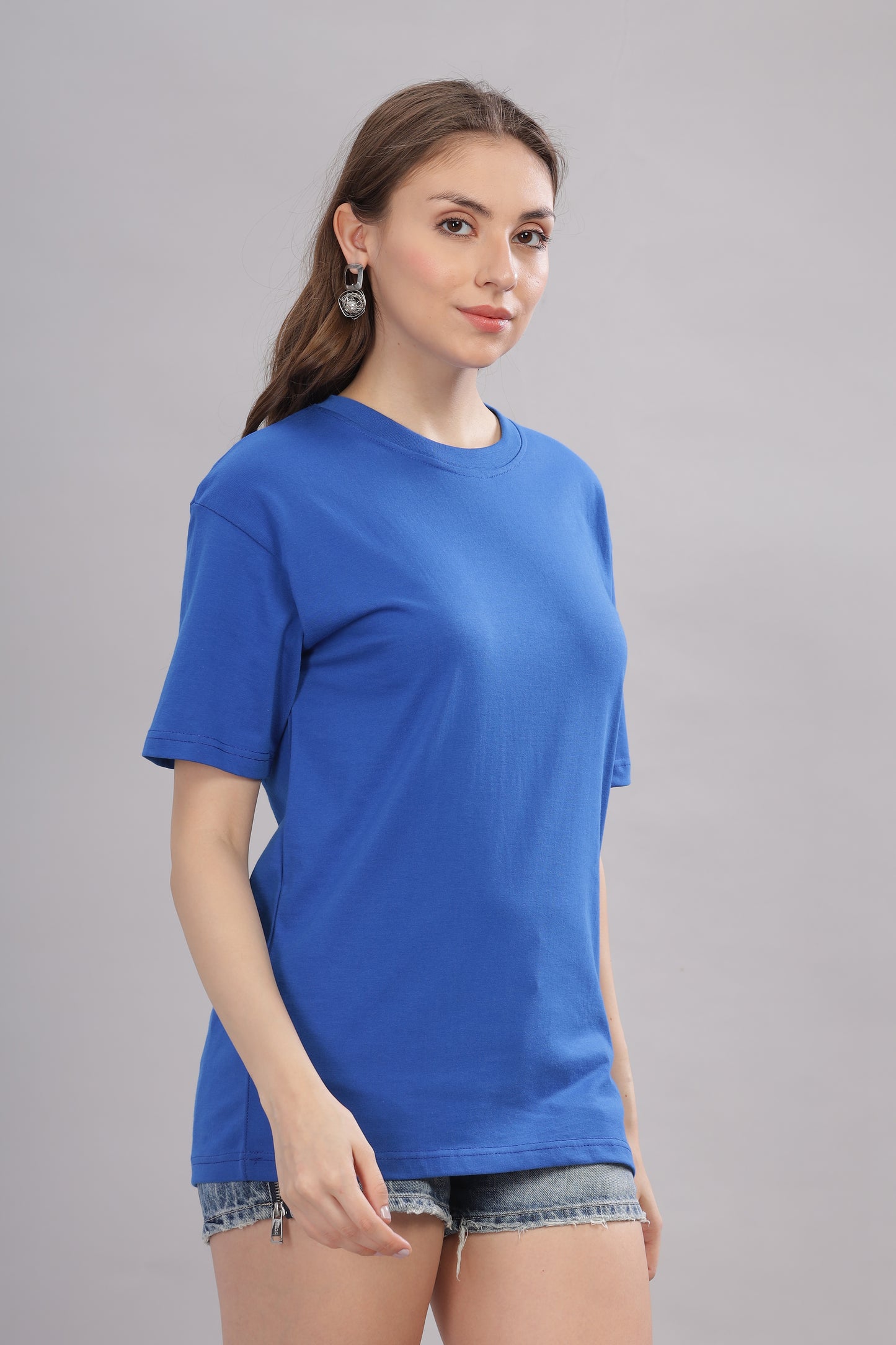 Women’s Premium Solid Cotton Oversized Baggy Fit Loose Fit T-Shirt