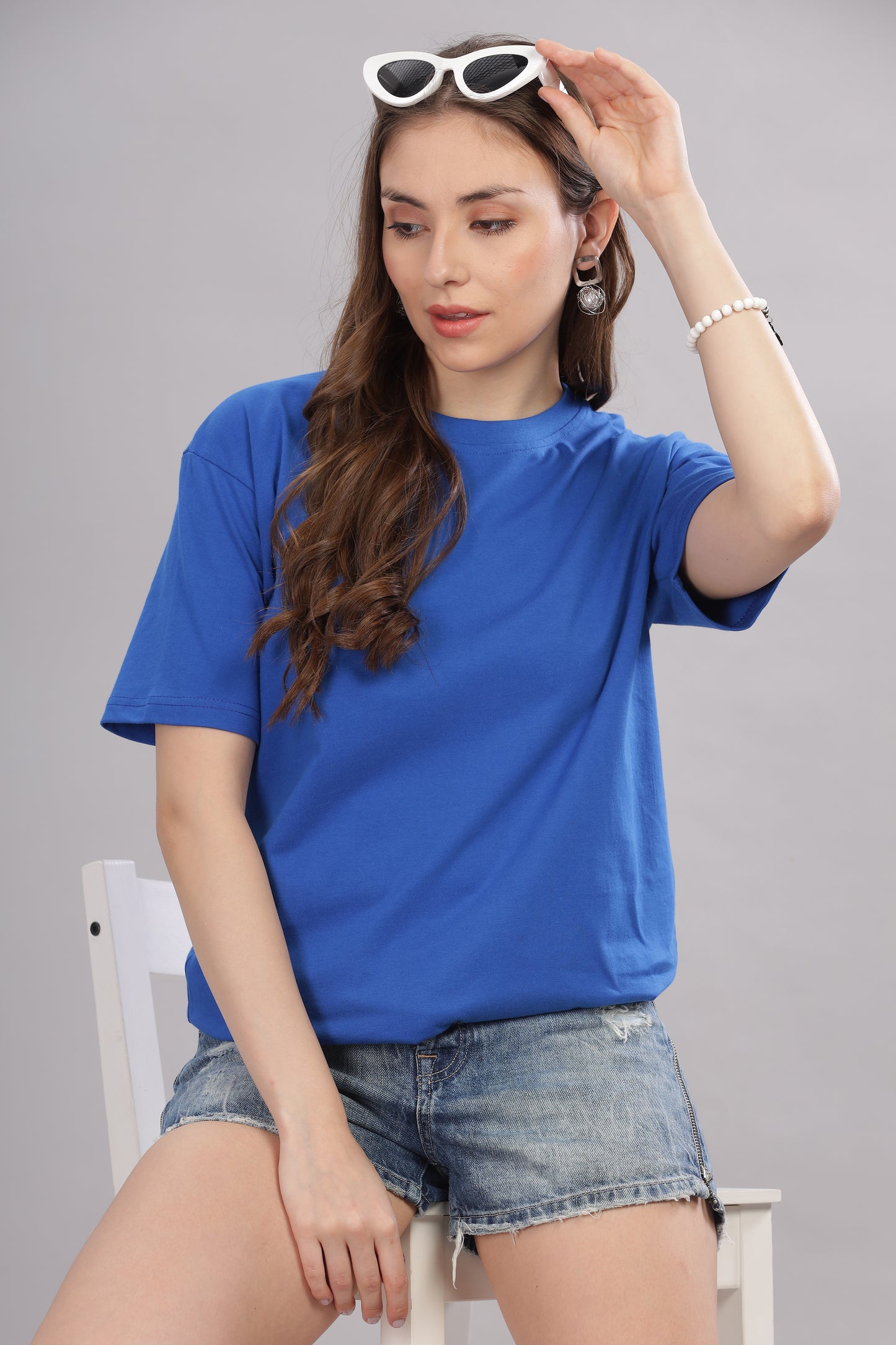 Women’s Premium Solid Cotton Oversized Baggy Fit Loose Fit T-Shirt