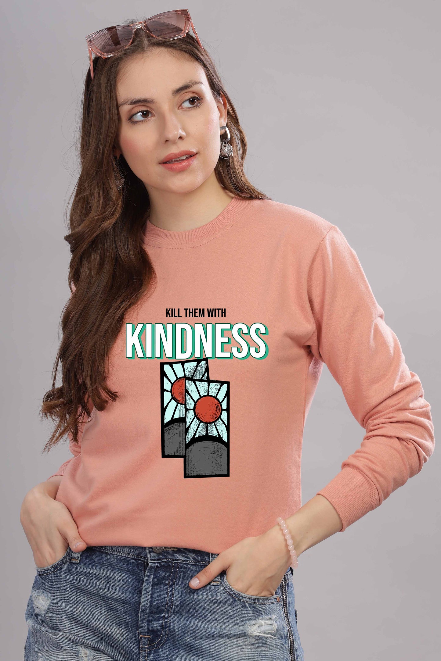 Women’s Cozy & Stylish Full Sleeve Pastel Colour Printed Sweatshirt