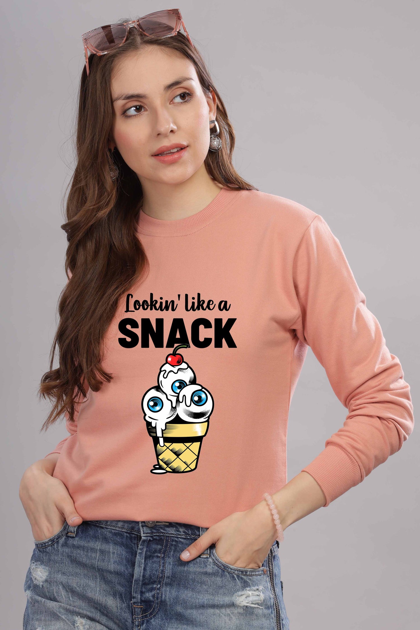 Women’s Cozy & Stylish Full Sleeve Pastel Colour Printed Sweatshirt