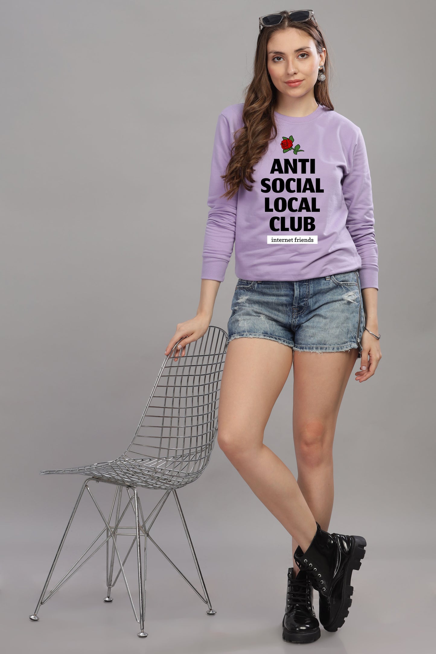 Women’s Cozy & Stylish Full Sleeve Pastel Colour Printed Sweatshirt