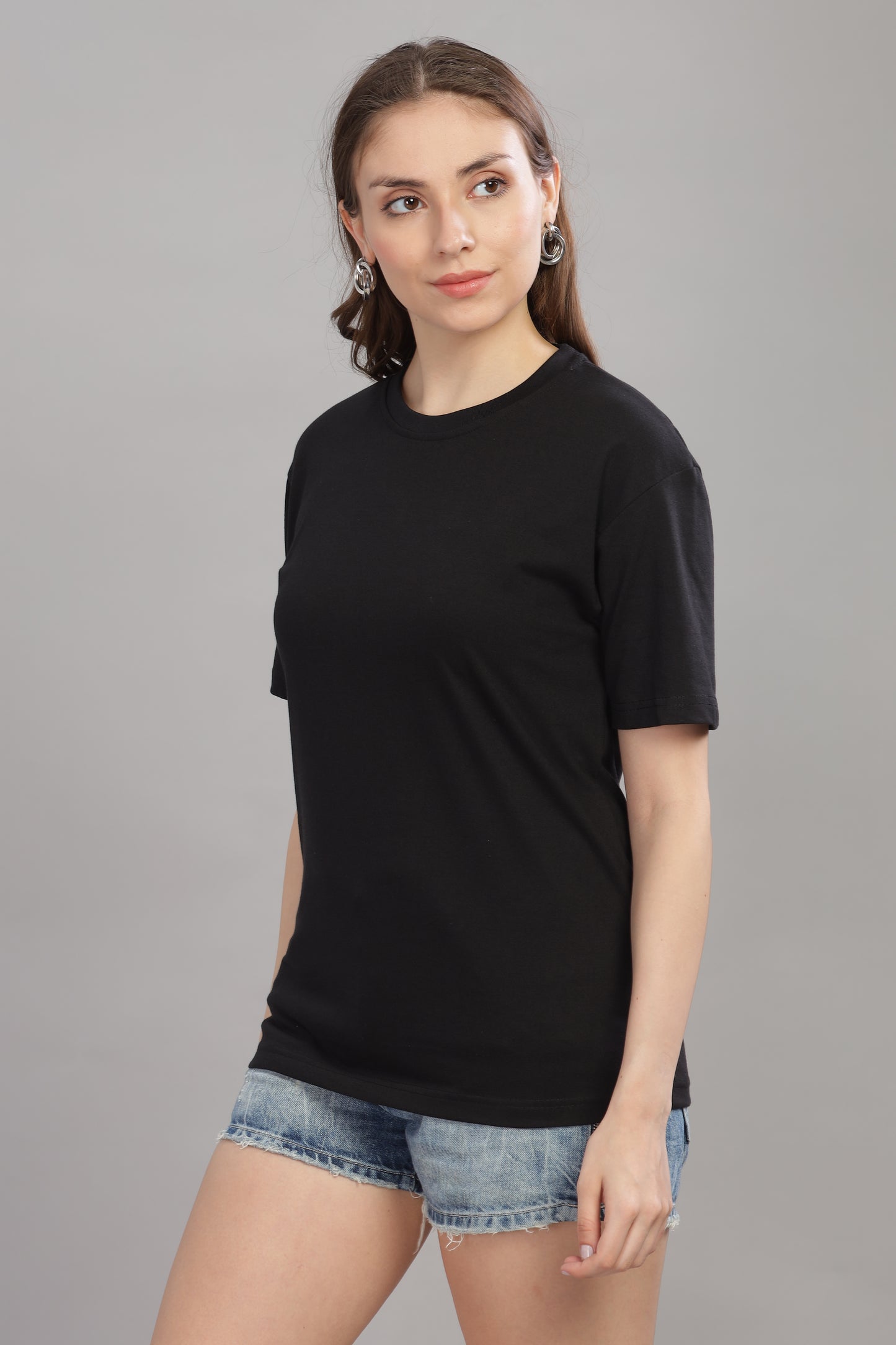 Women’s Premium Solid Cotton Oversized Baggy Fit Loose Fit T-Shirt