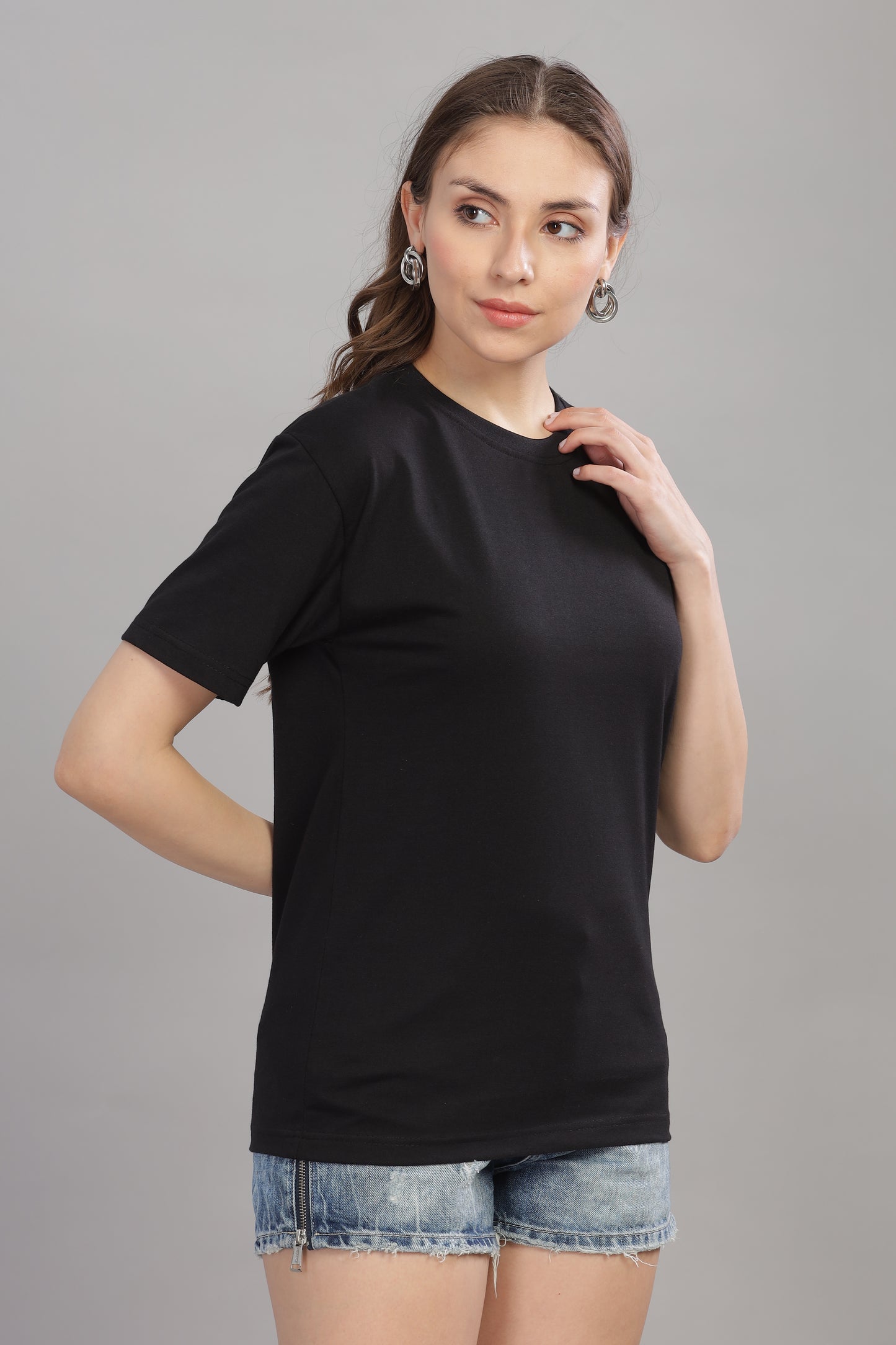 Women’s Premium Solid Cotton Oversized Baggy Fit Loose Fit T-Shirt