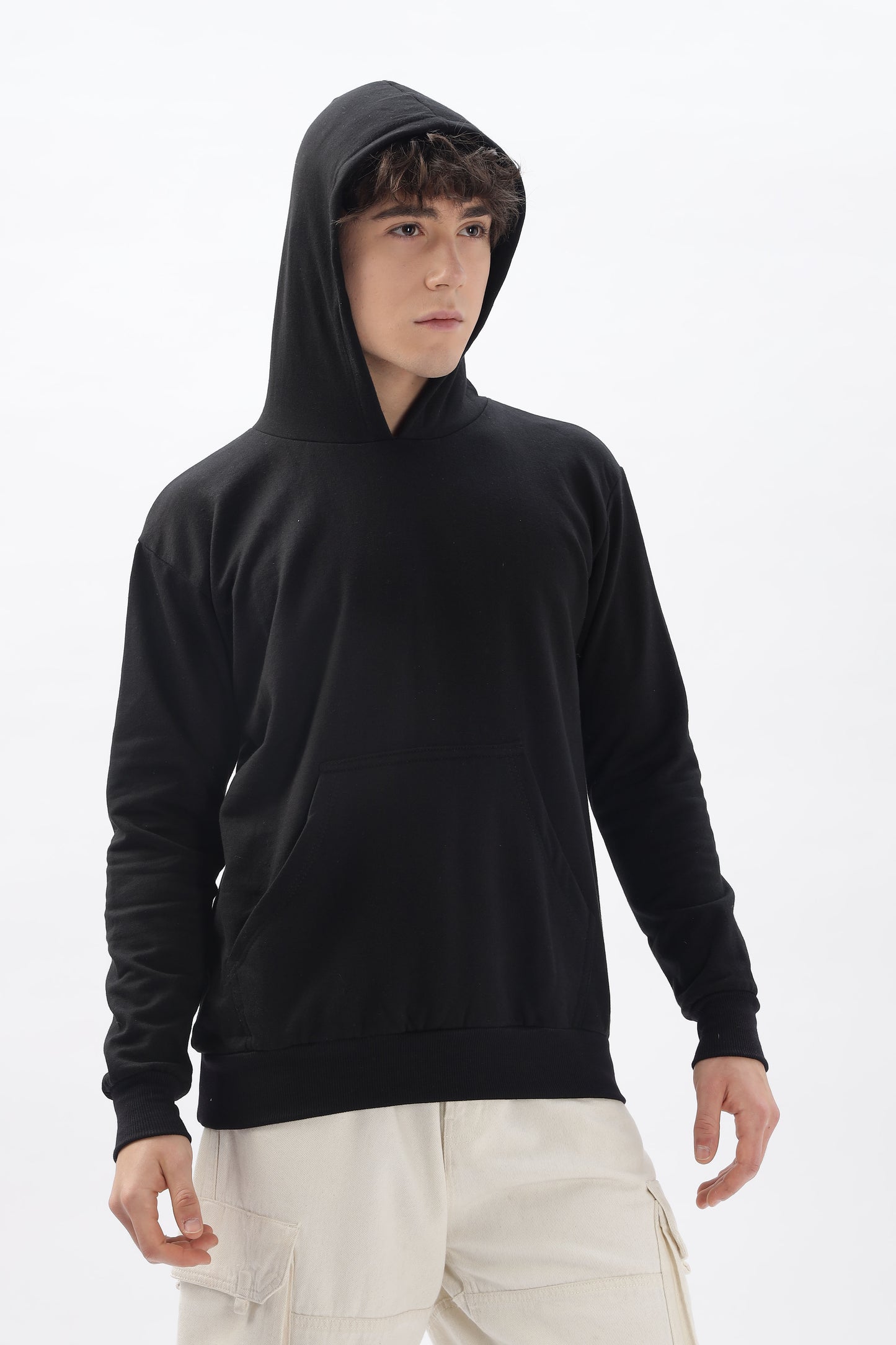 Men Plain Solid Pullover Hooded Hoodie Sweatshirt with 2 Kangaroo Pockets