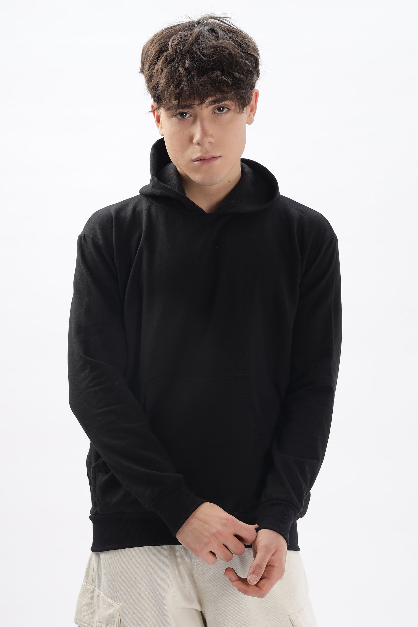 Men Plain Solid Pullover Hooded Hoodie Sweatshirt with 2 Kangaroo Pockets