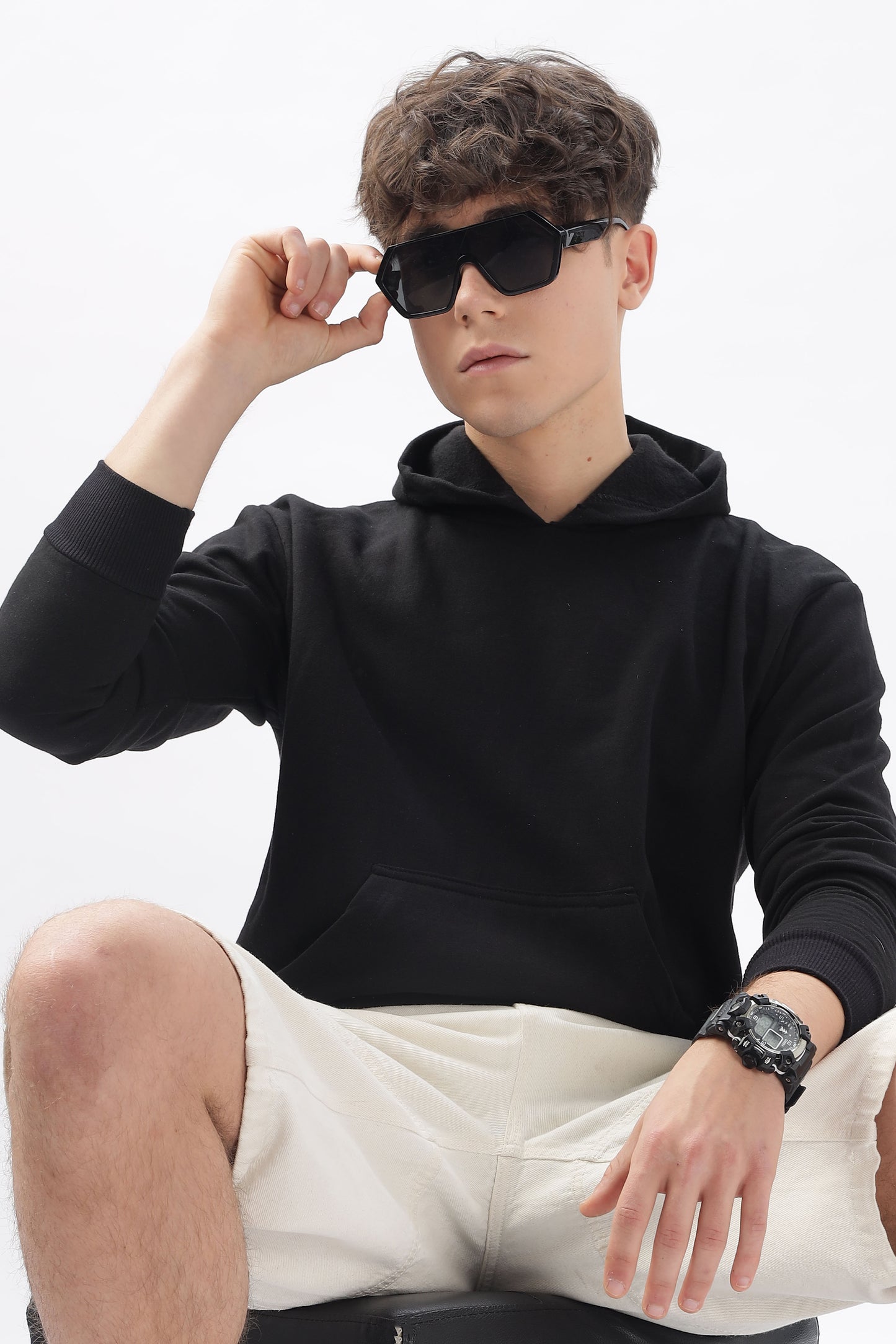 Men Plain Solid Pullover Hooded Hoodie Sweatshirt with 2 Kangaroo Pockets