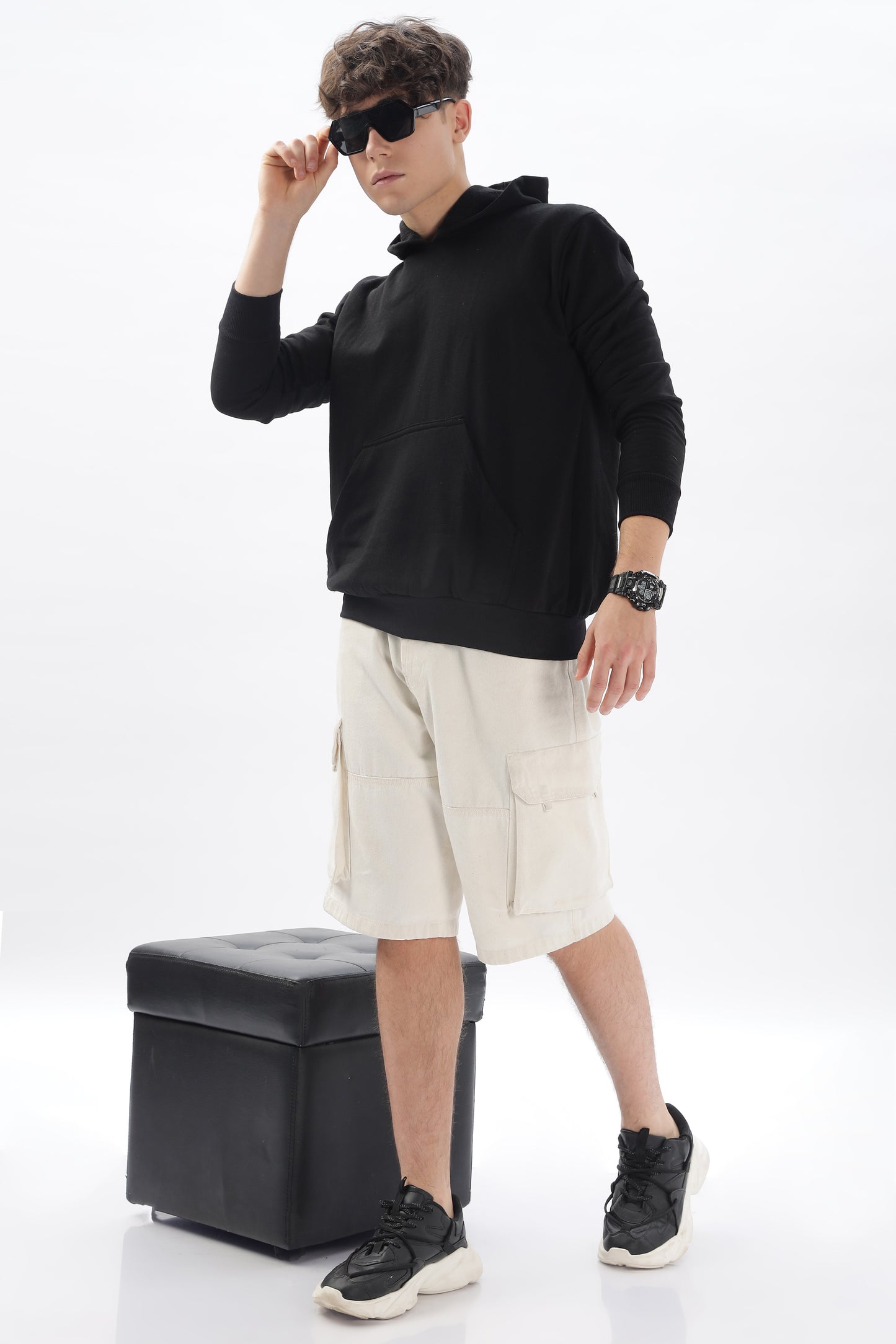 Men Plain Solid Pullover Hooded Hoodie Sweatshirt with 2 Kangaroo Pockets