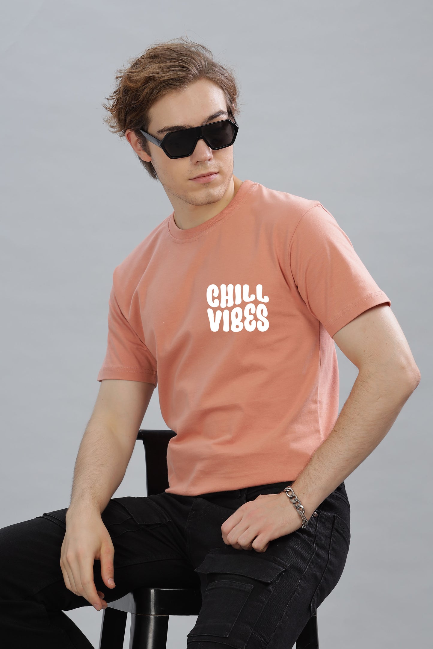 Chill Vibes Men’s Soft Cotton Rich Fabric Relaxed Oversized Baggy Fit T-Shirt