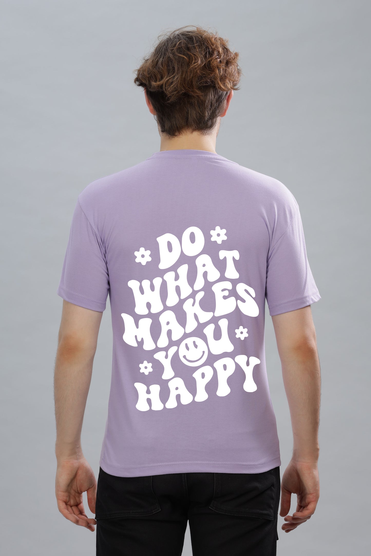 Do What Makes You Happy Men's Soft Cotton Rich Fabric Oversized Baggy Fit T-Shirt