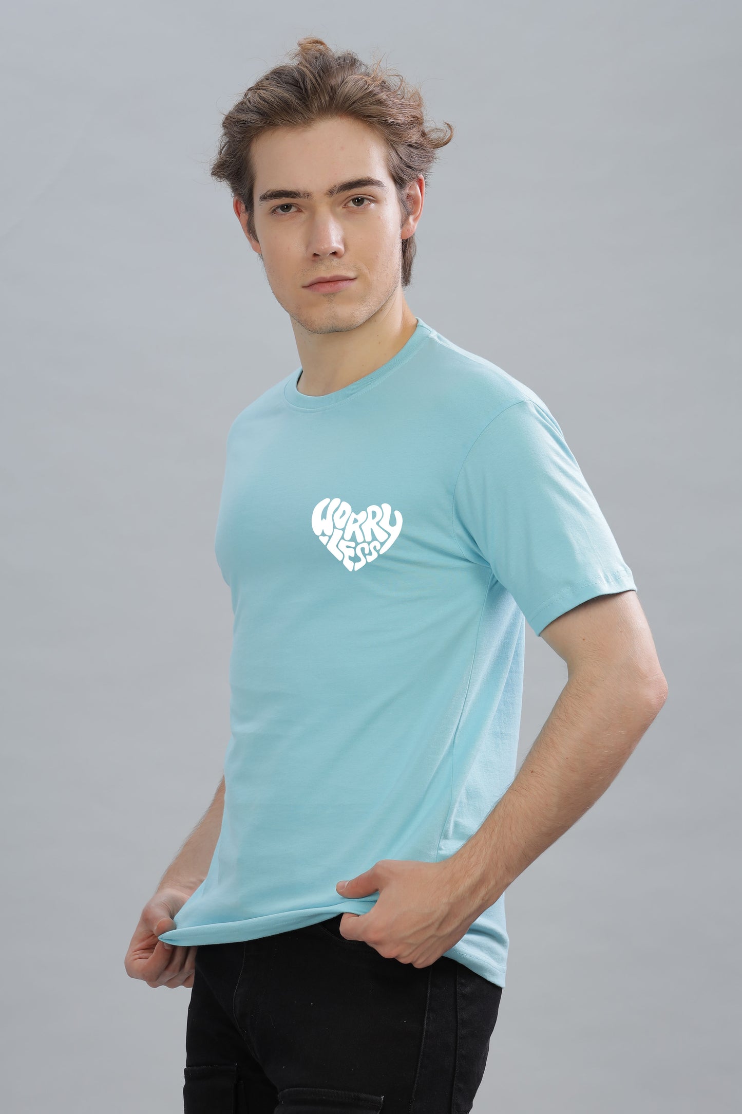 Worry Less Back Printed Men’s Oversized Baggy Fit T-Shirt | Premium Cotton Tee