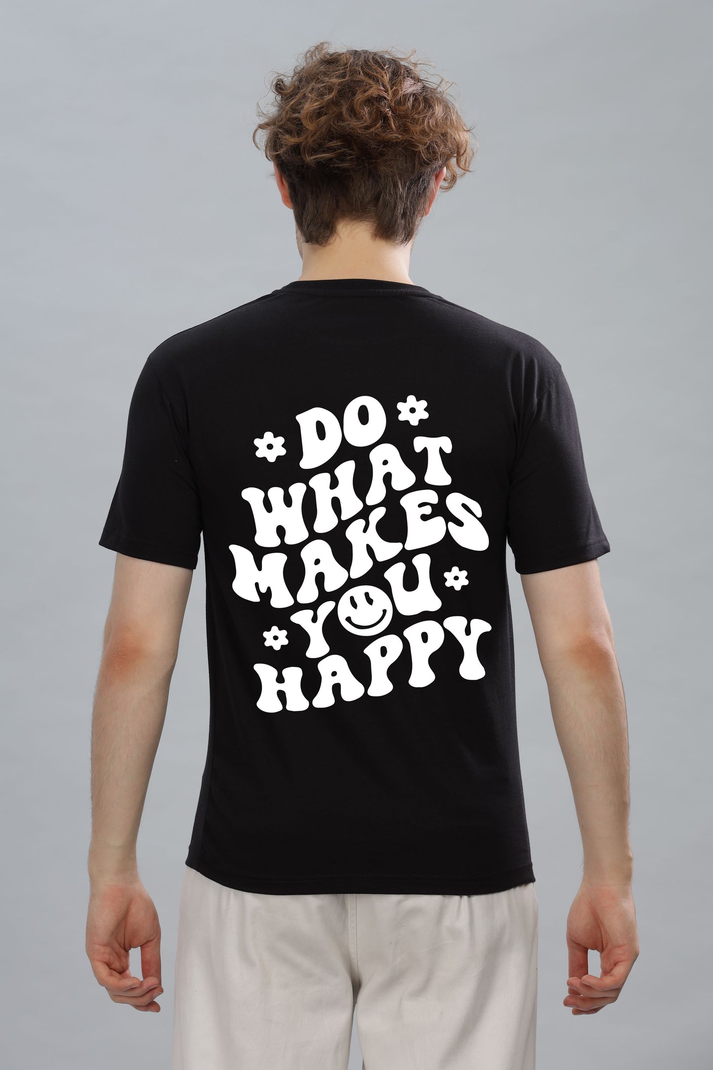 Do What Makes You Happy Men's Soft Cotton Rich Fabric Oversized Baggy Fit T-Shirt