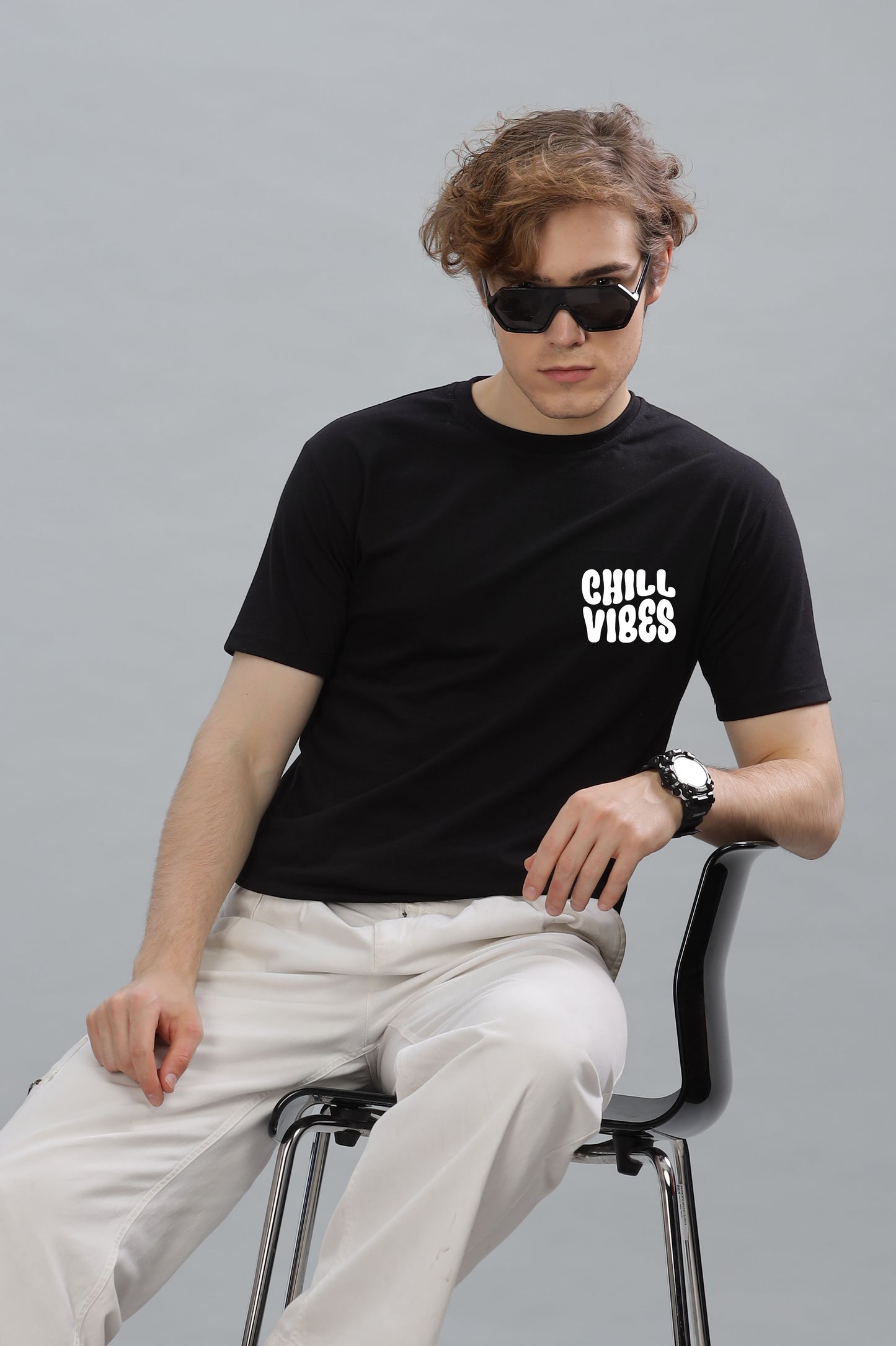 Chill Vibes Men’s Soft Cotton Rich Fabric Relaxed Oversized Baggy Fit T-Shirt