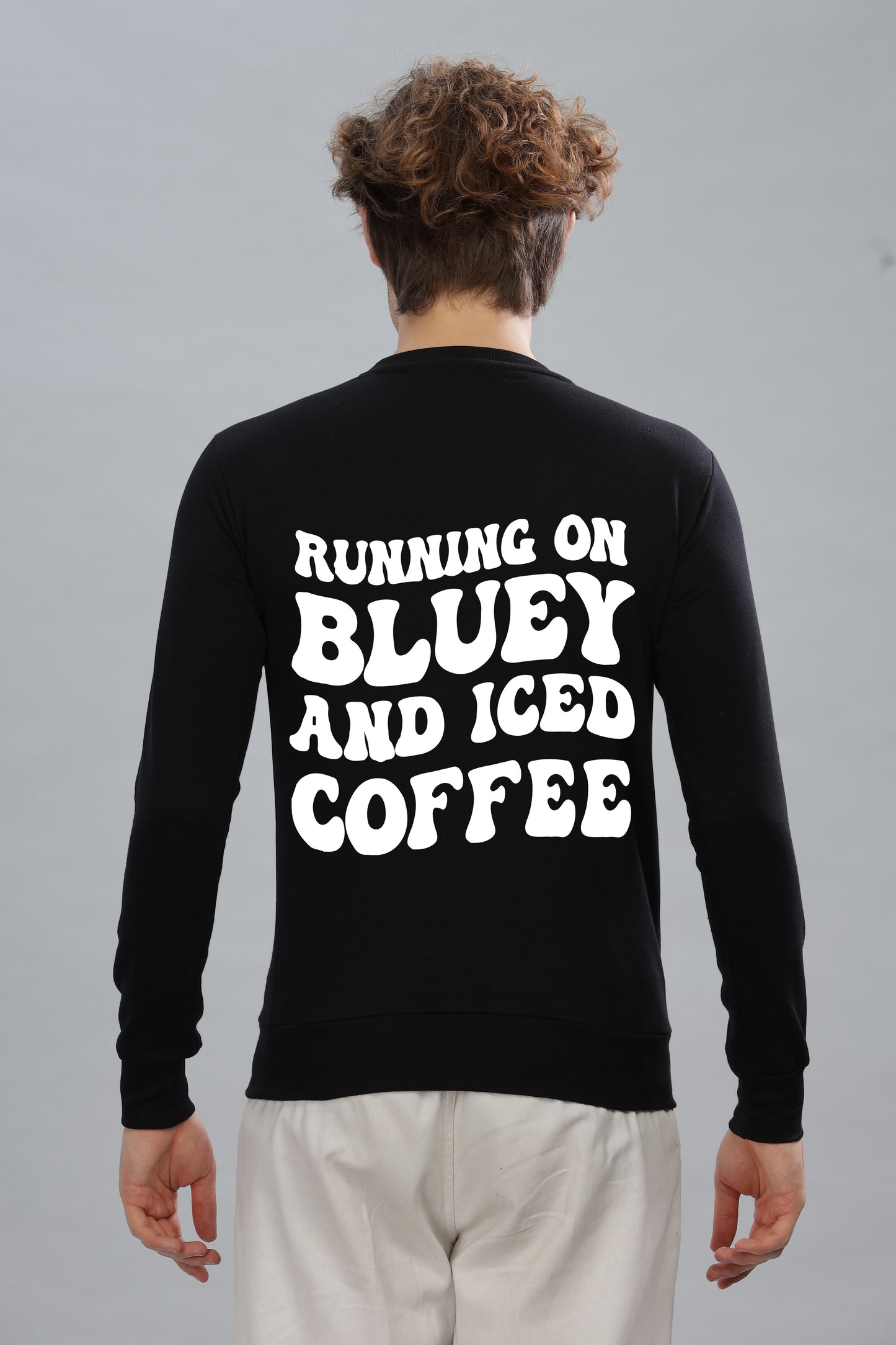 Running on Bluey and Iced Coffee Men's Sweatshirt | Super Soft Cotton