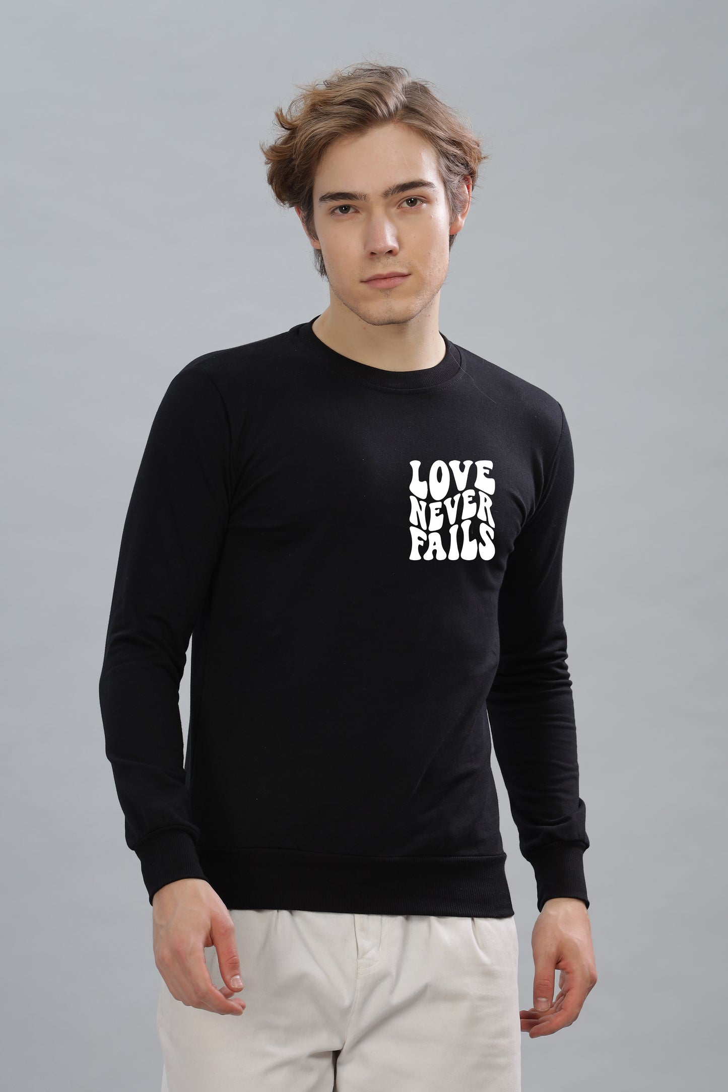 Love Never Fails Men’s Soft & Cozy Fabric Full Sleeve Sweatshirt