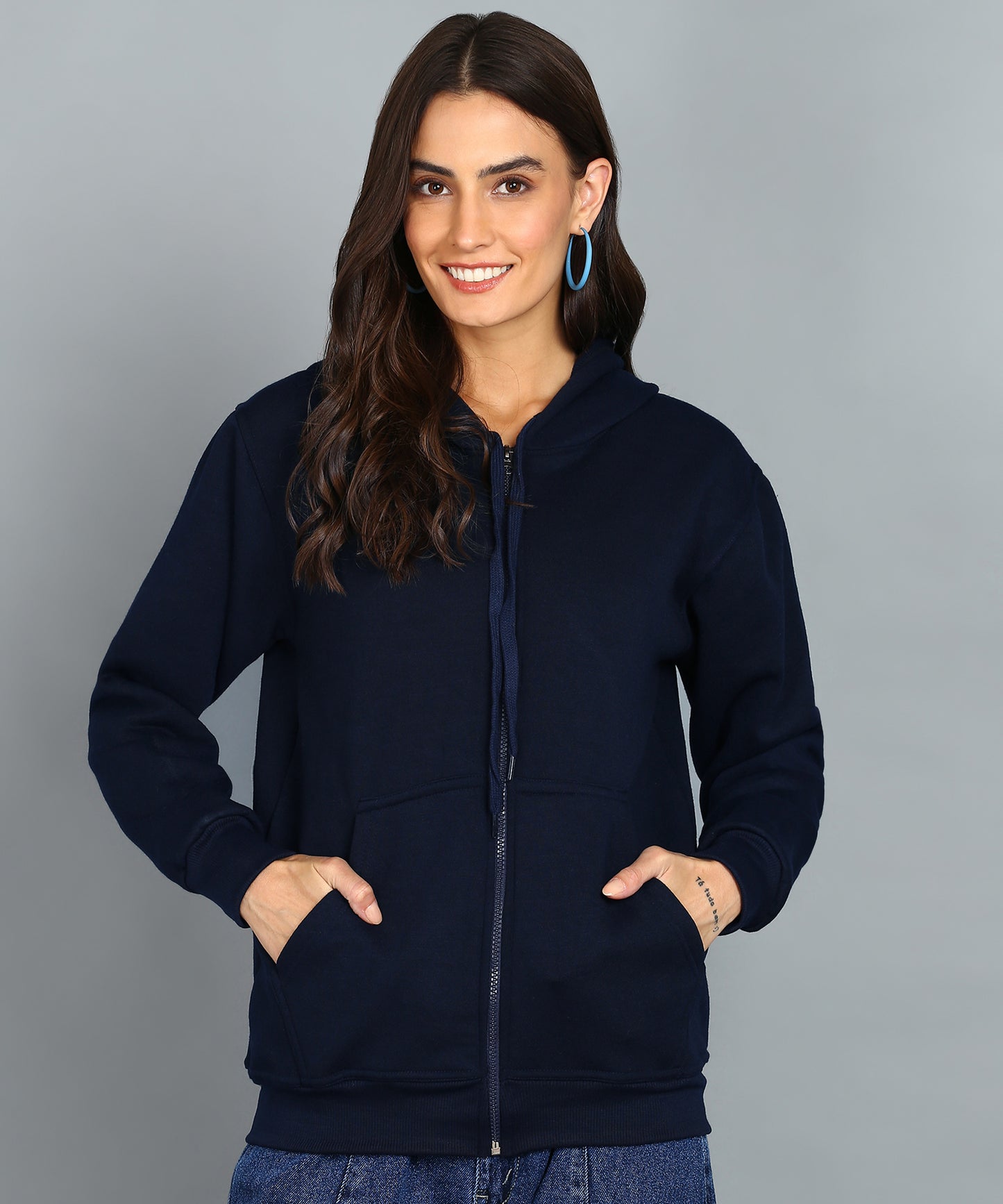 Women’s Plain Zipper Hooded Hoodie Stylish & Comfortable