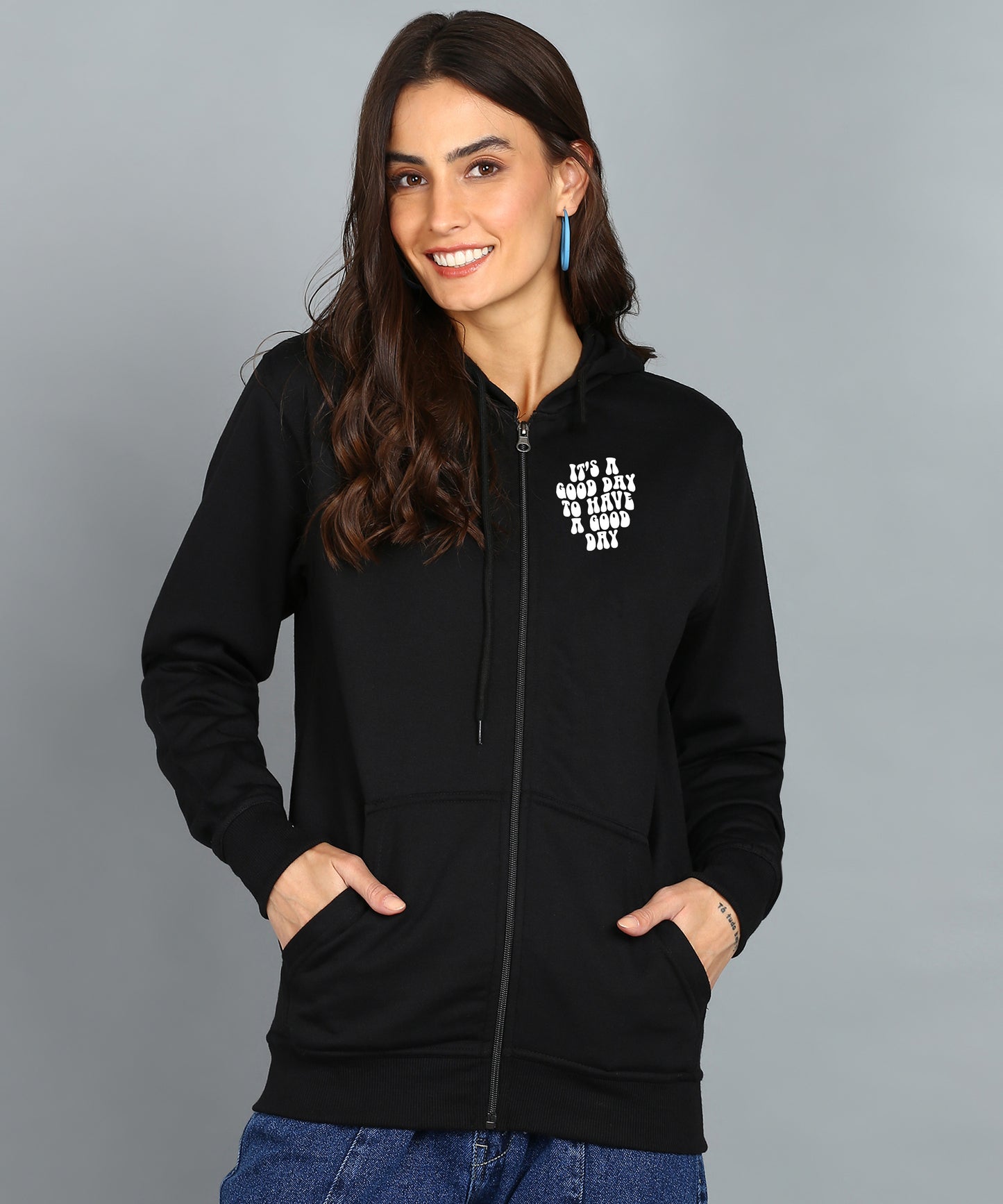 Good Day Women’s Zipper Hooded Hoodie