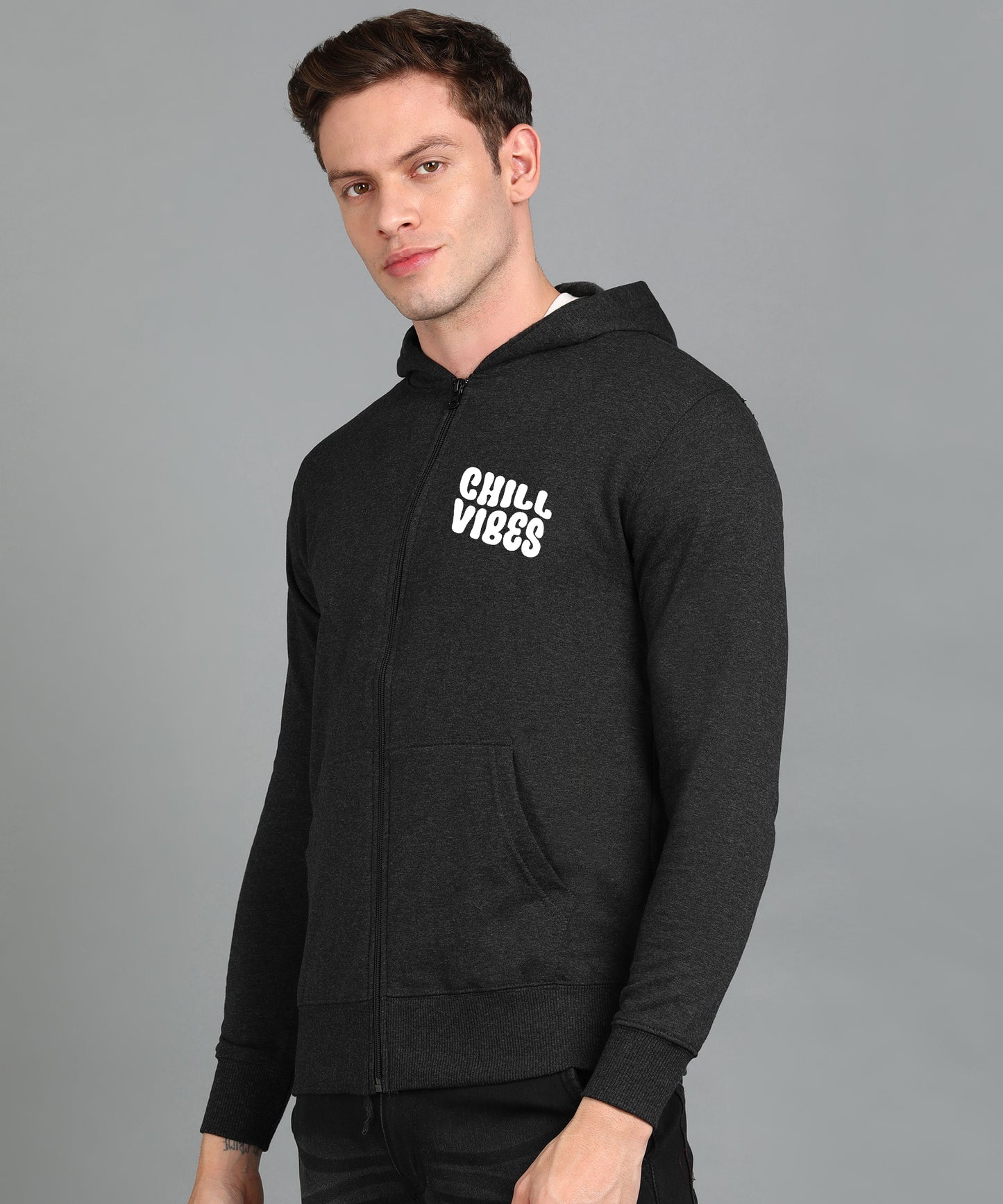 Chill Vibes Men’s Relaxed Fit Zipper Hooded Hoodie