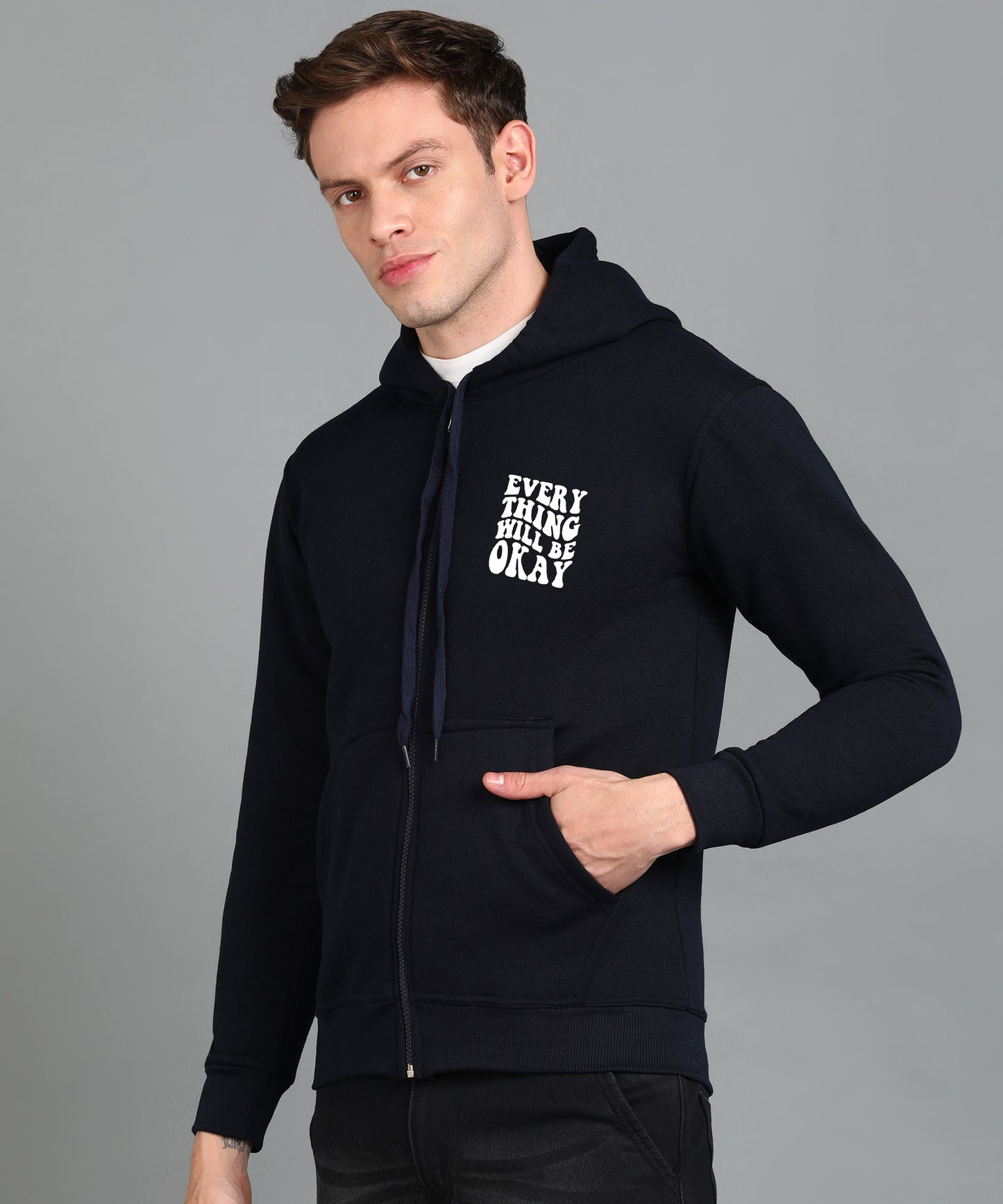 Everything Will Be Okay Men's Zipper Hoodie | Comfortable & Stylish