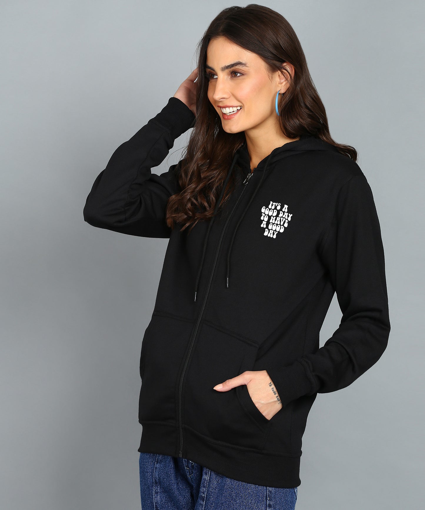 Good Day Women’s Zipper Hooded Hoodie
