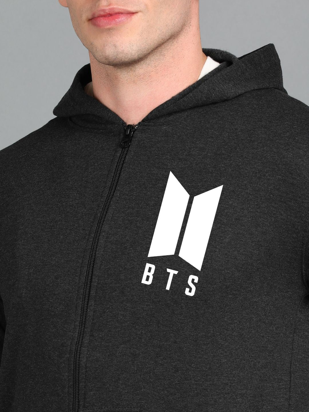 Printed Men Winter Full Sleeve Zipper Hooded Hoodie with 2 Kangaroo Pockets