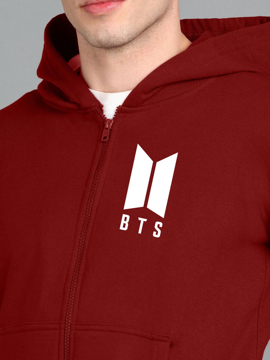 Printed Men Winter Full Sleeve Zipper Hooded Hoodie with 2 Kangaroo Pockets