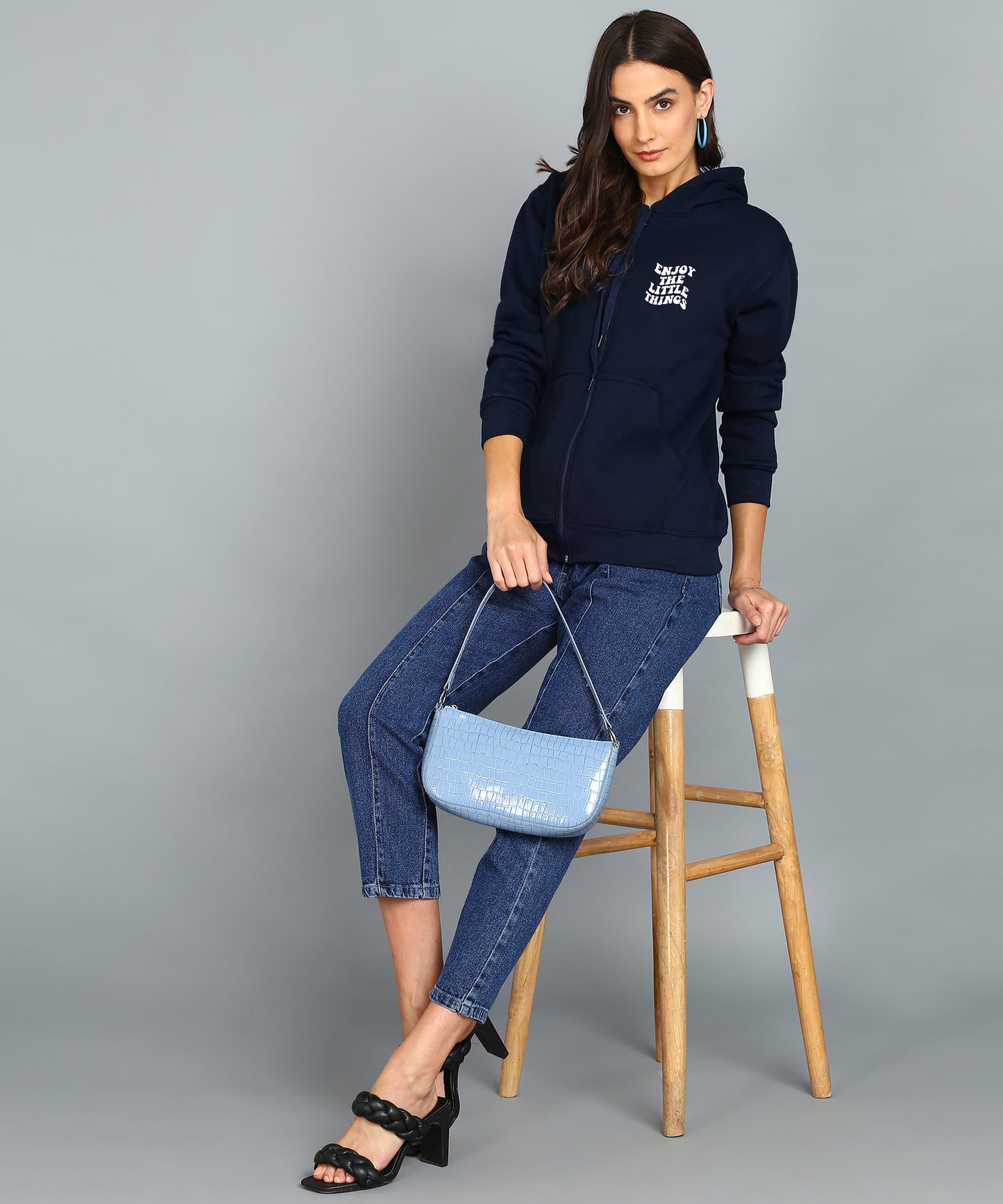 Enjoy the Little Things Zipper Hooded Hoodie for Women