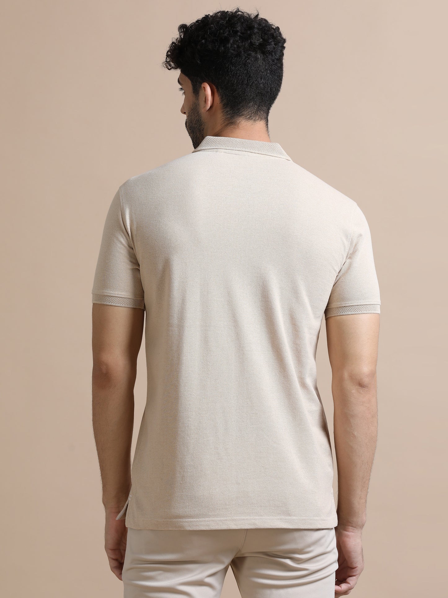 Sustainable Sand Beige Men’s Premium Polo T-Shirt | Eco-Friendly Casual Wear
