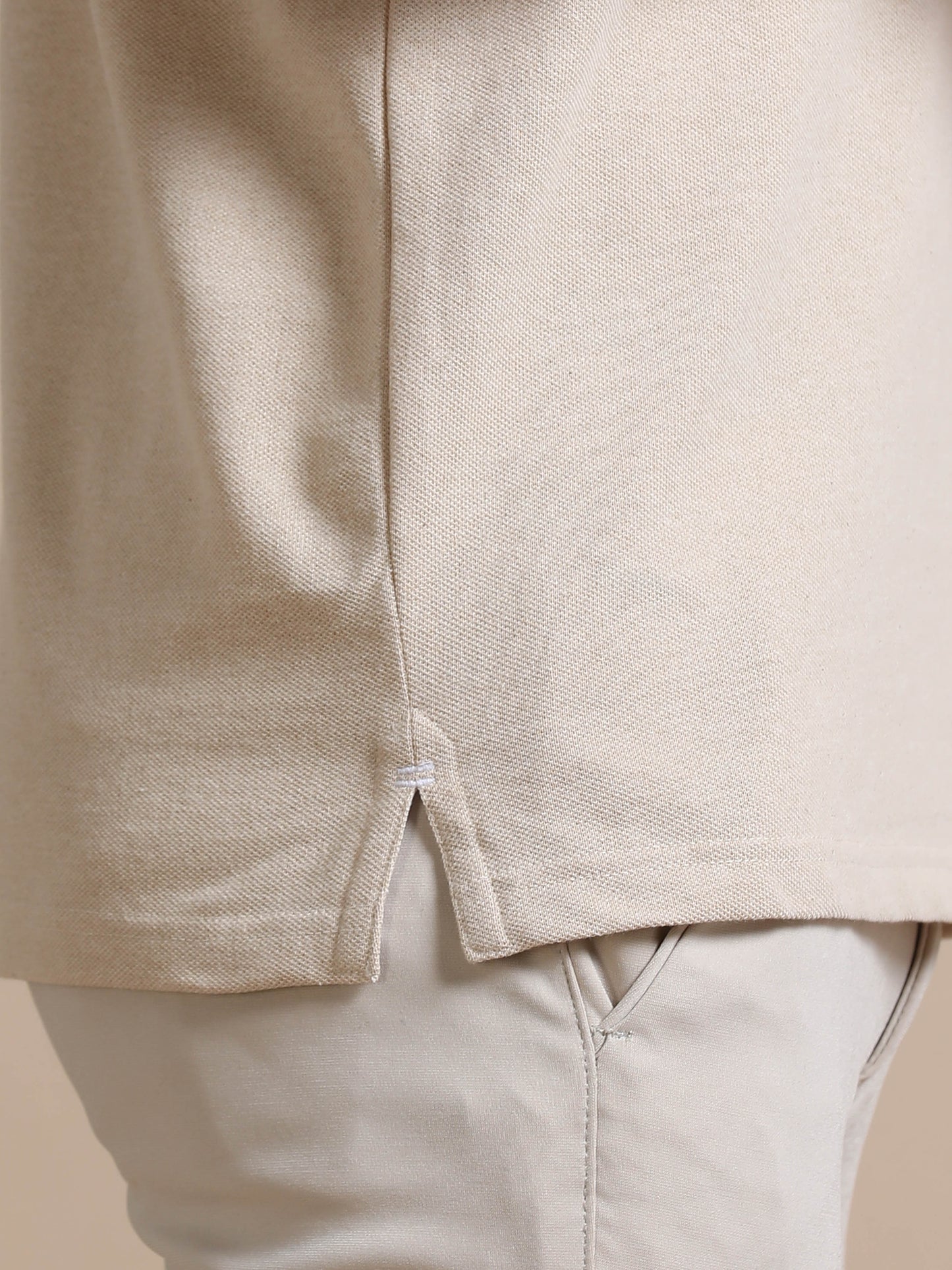 Sustainable Sand Beige Men’s Premium Polo T-Shirt | Eco-Friendly Casual Wear