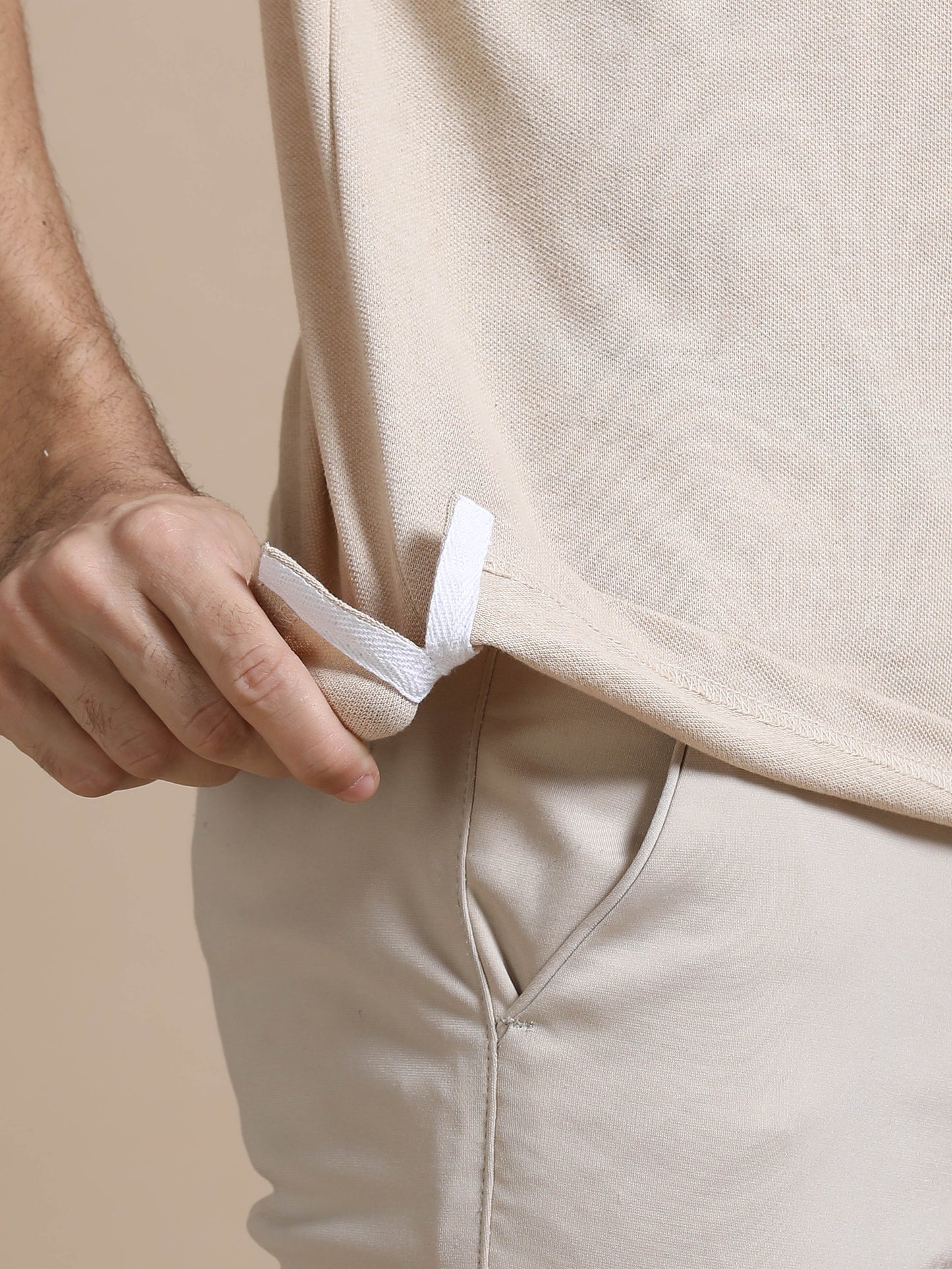 Sustainable Sand Beige Men’s Premium Polo T-Shirt | Eco-Friendly Casual Wear