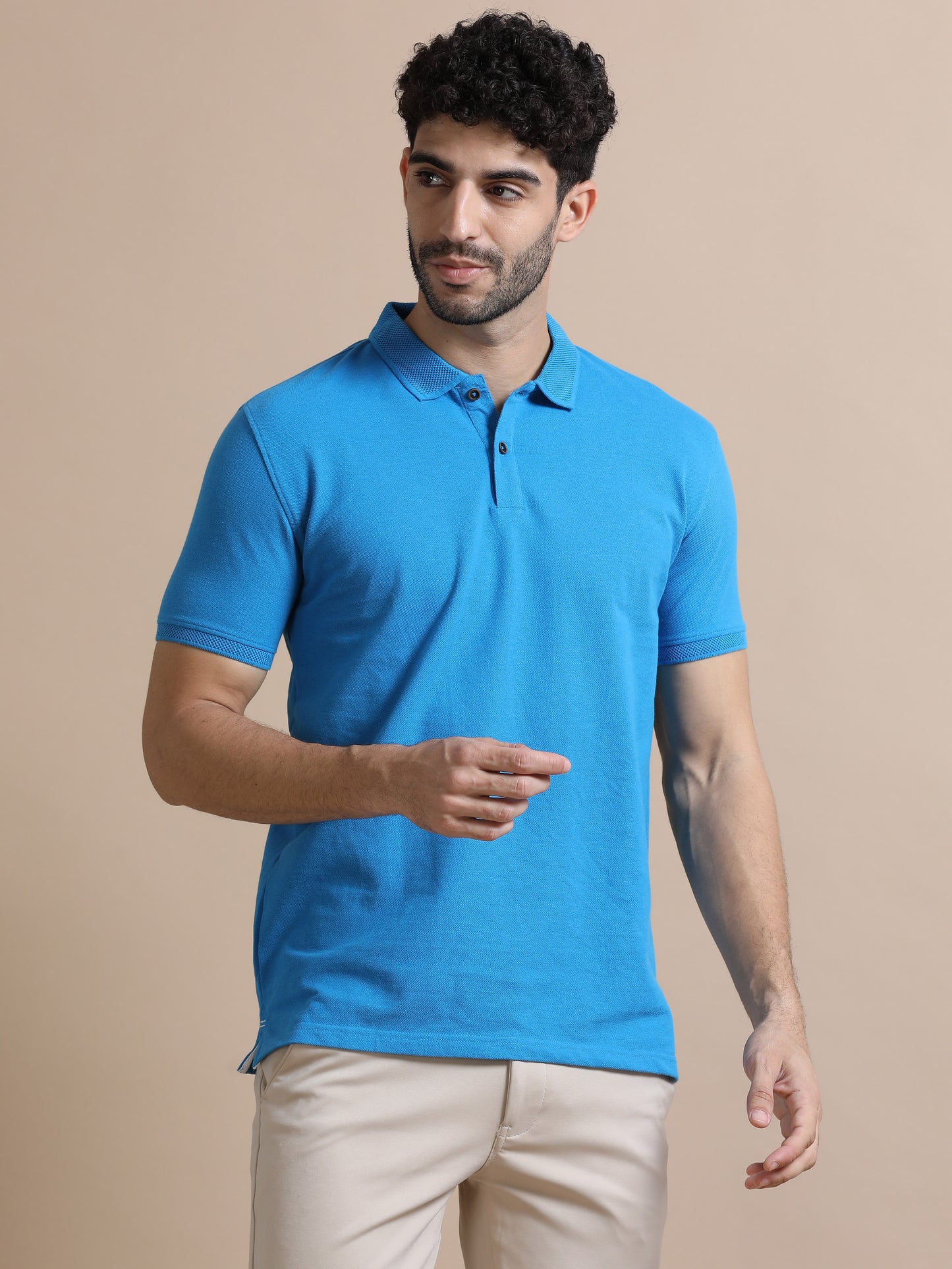 Aqua Blue Sustainable Premium Polo Eco-Friendly Casual Wear T-Shirt for Men