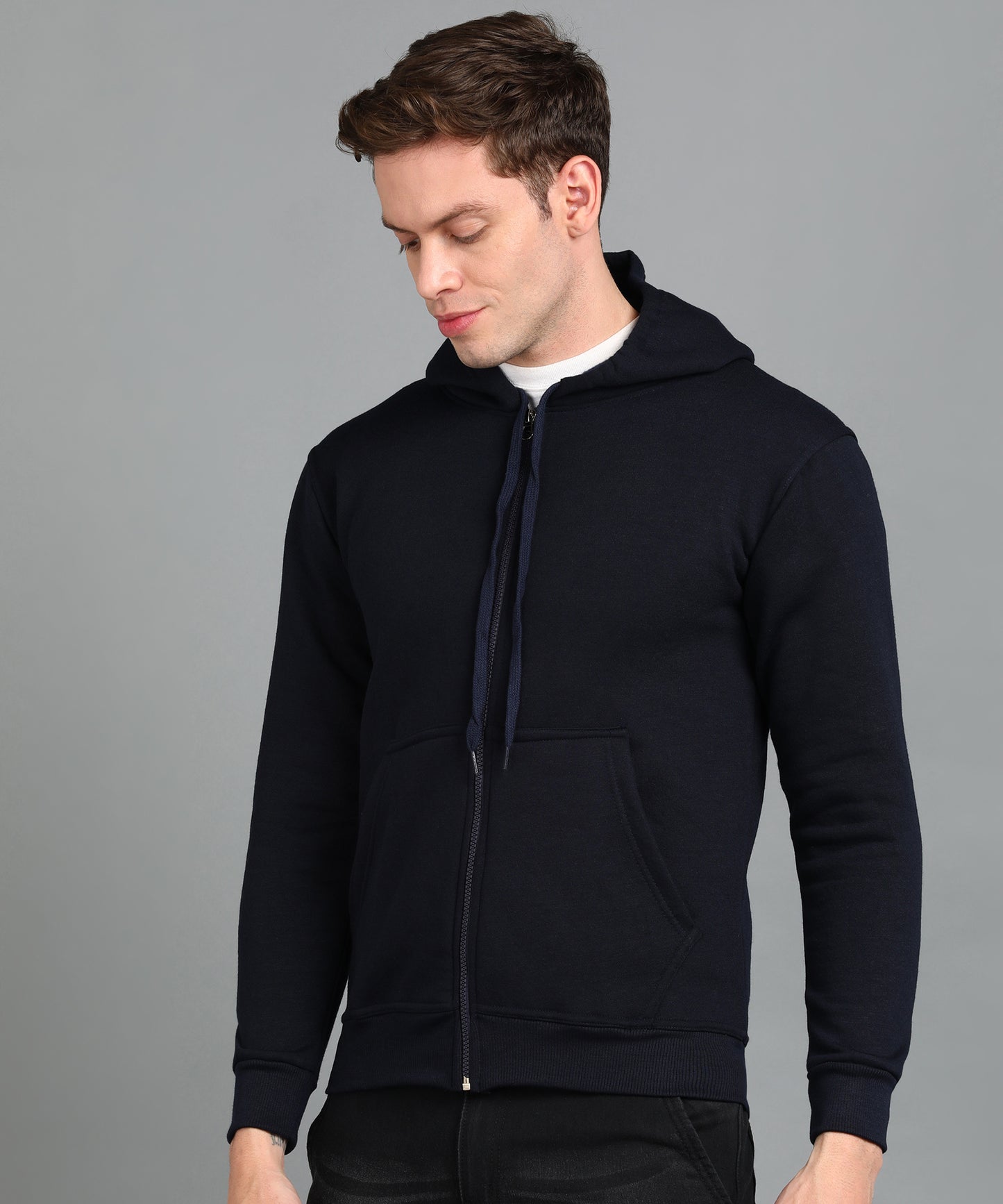 Men’s Plain Comfortable & Stylish Zipper Hooded Hoodie Sweatshirt